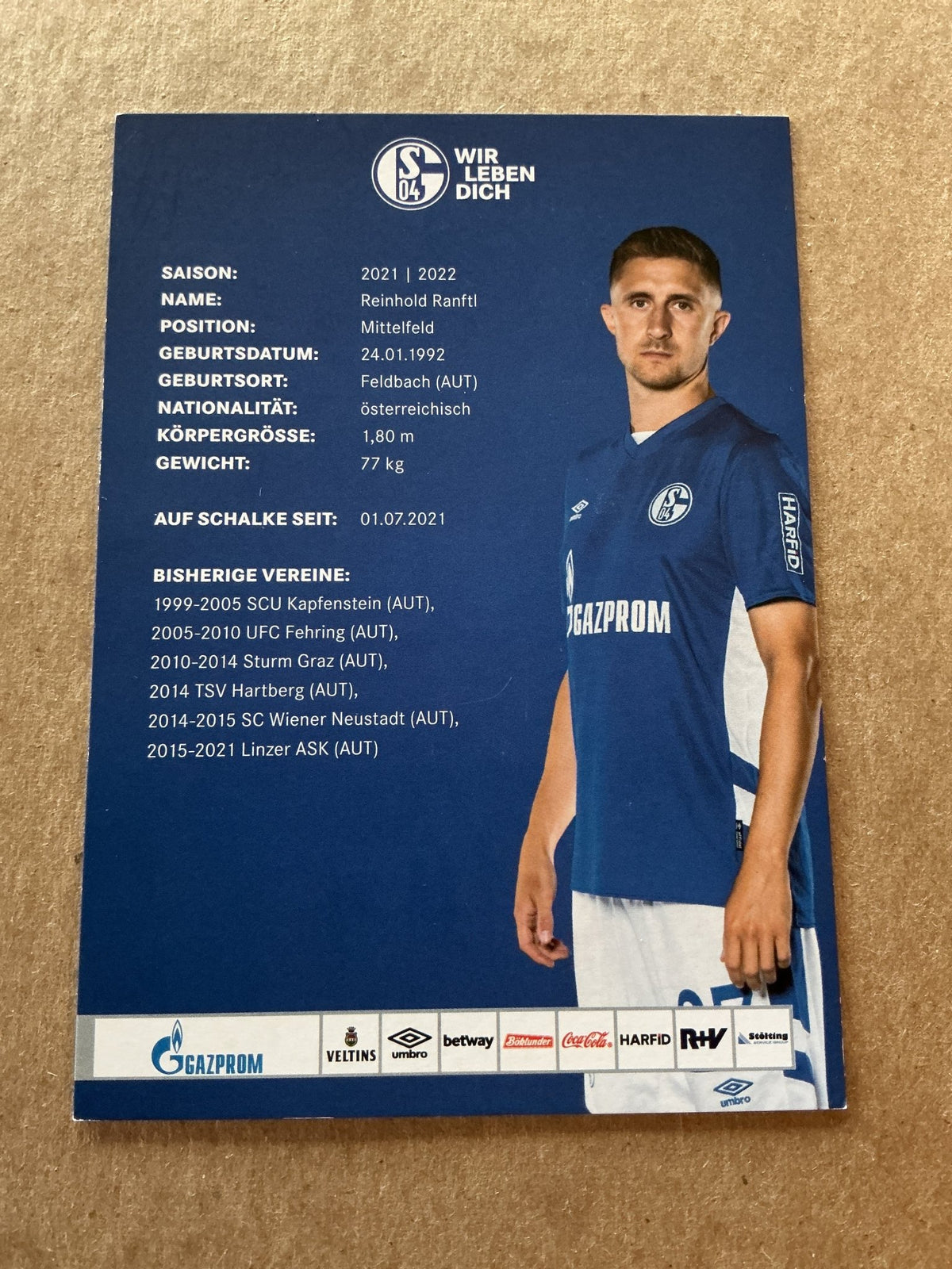 Reinhold Ranftl, Austria 🇦🇹 FC Schalke 04 2021/22 hand signed - Autographs-World