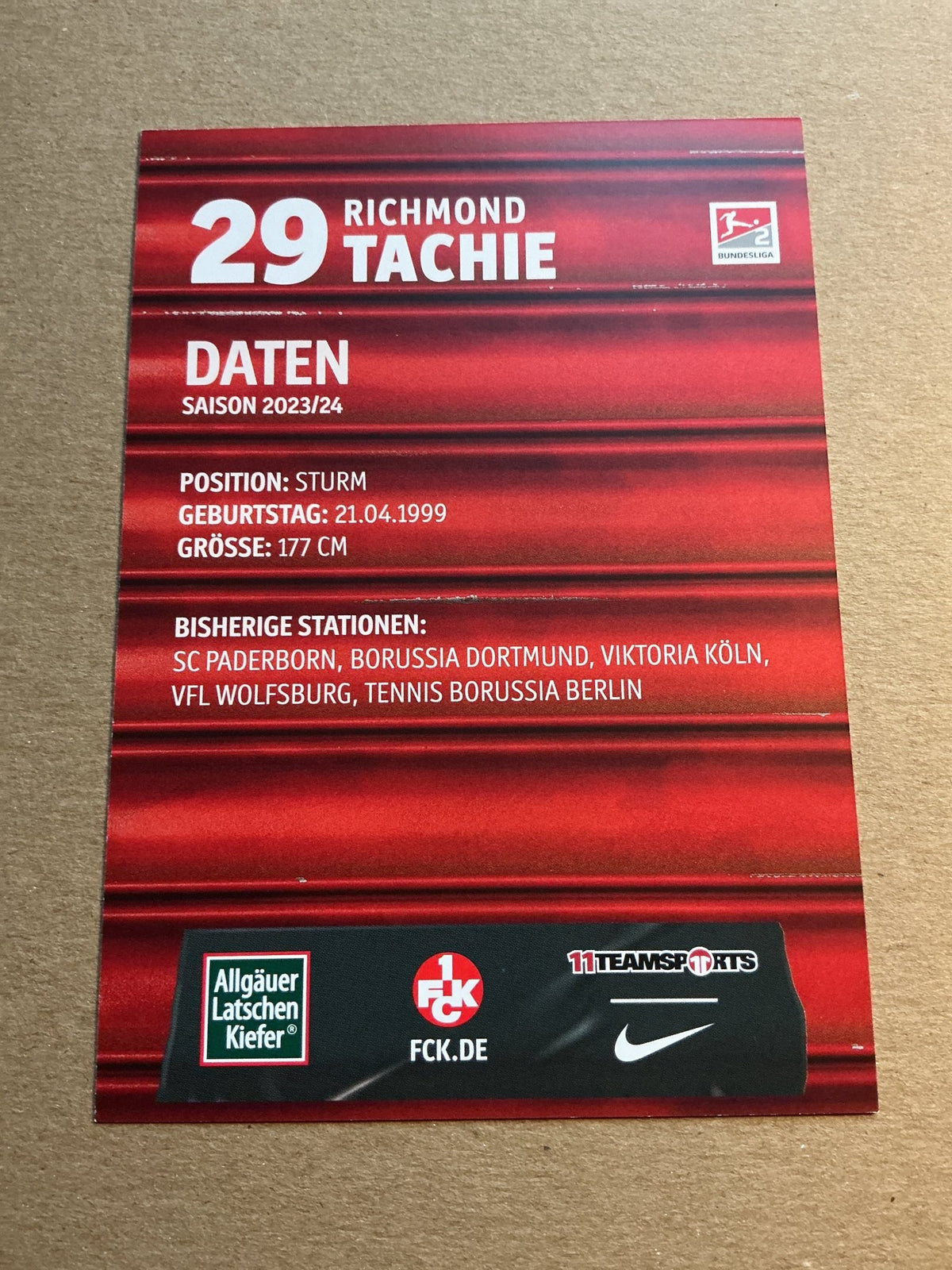 Richmond Tachie, Germany 🇩🇪 1.FC Kaiserslautern 2023/24 hand signed - Autographs-World
