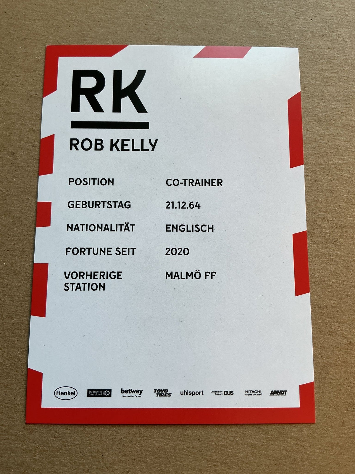 Rob Kelly, England 🏴 Fortuna Düsseldorf 2019/20 hand signed - Autographs-World