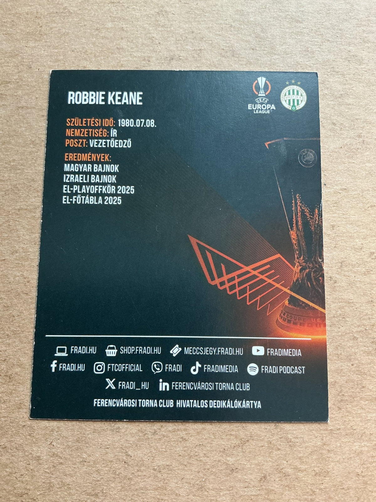 Robbie Keane, Ireland 🇮🇪 Ferencvaros 2025/26 hand signed - Autographs-World