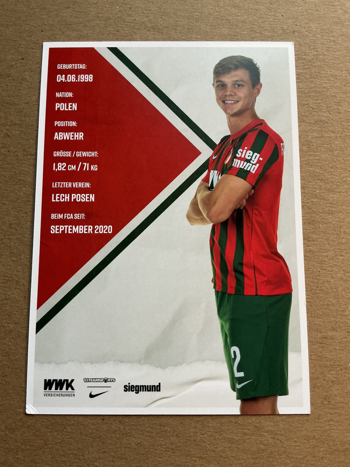 Robert Gumny, Poland 🇵🇱 FC Augsburg 2021/22 hand signed - Autographs-World