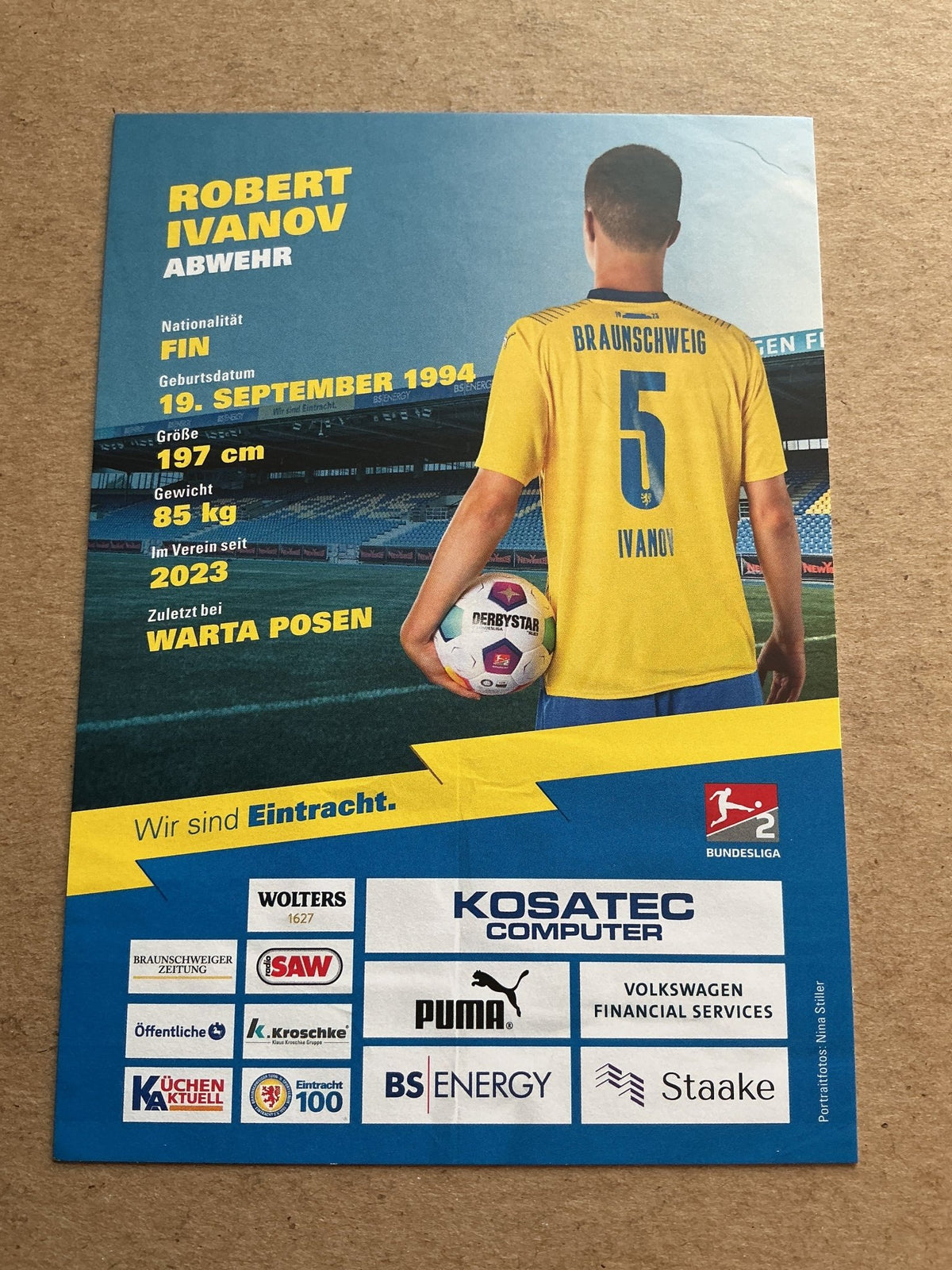 Robert Ivanov, Finland 🇫🇮 Eintracht Braunschweig 2023/24 hand signed - Autographs-World