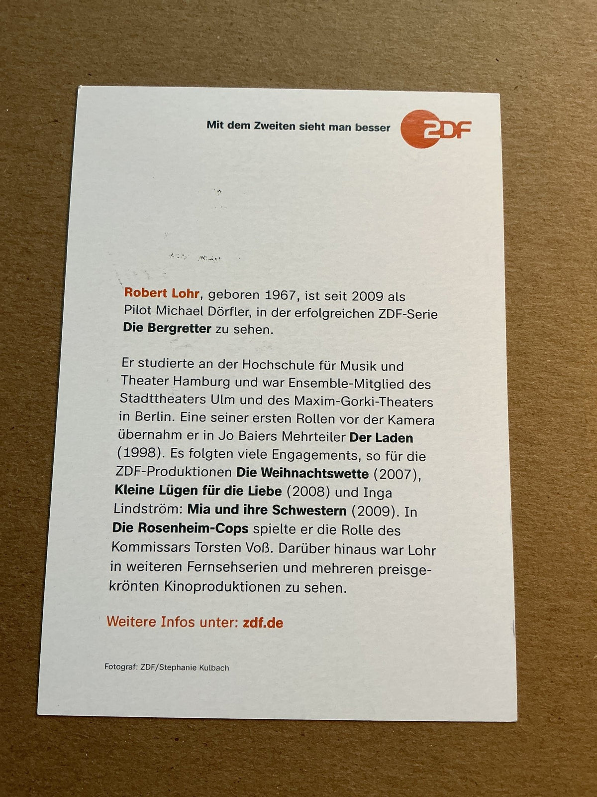 Robert Lohr, Germany 🇩🇪 Actor 2024 hand signed - Autographs-World