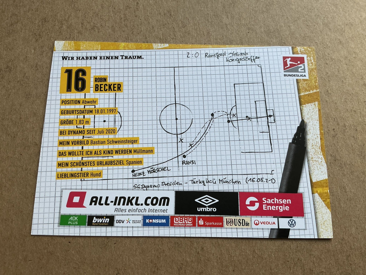 Robin Becker, Germany 🇩🇪 Dynamo Dresden 2021/22 hand signed - Autographs-World