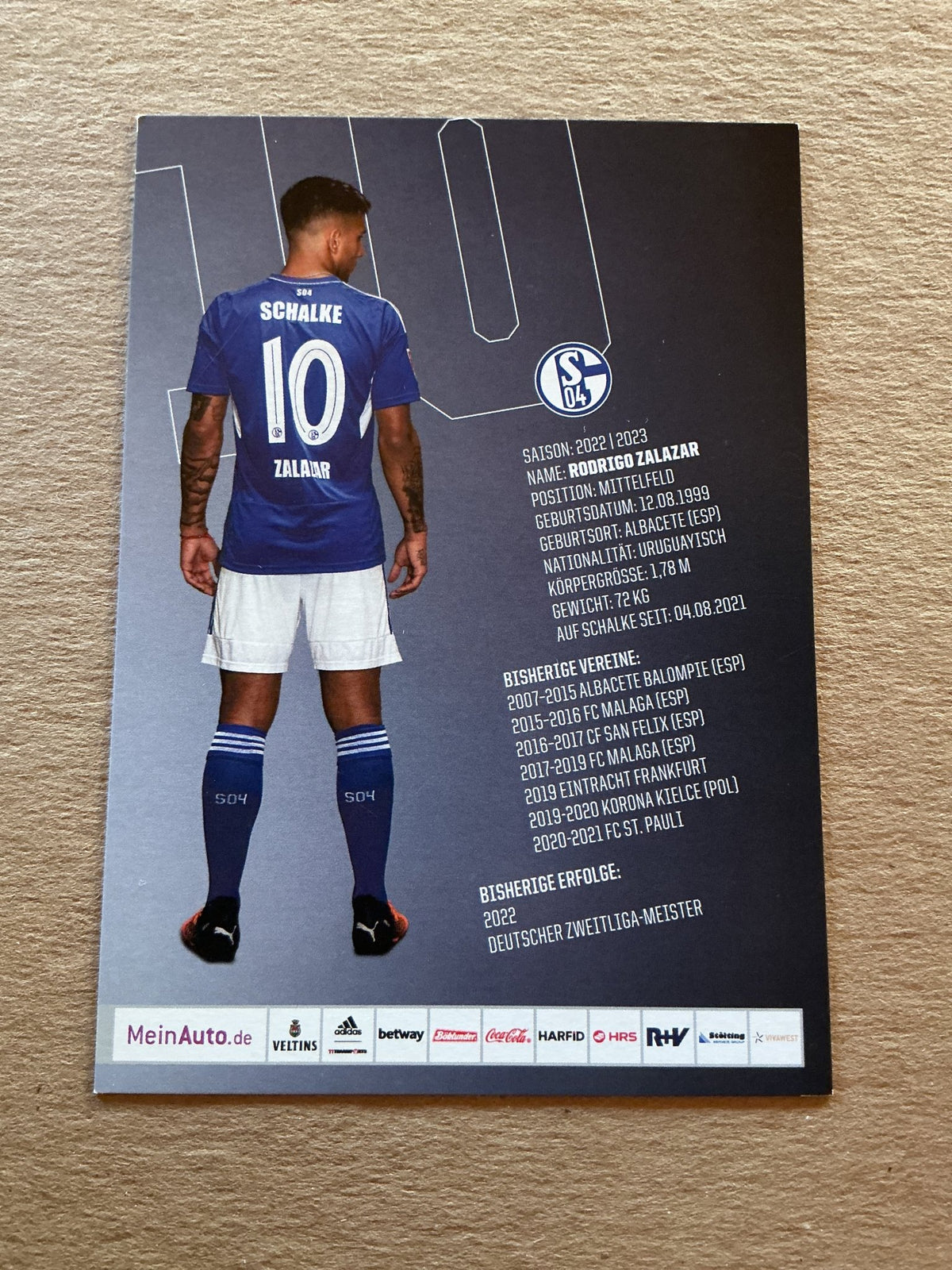 Rodrigo Zalazar, Uruguay 🇺🇾 FC Schalke 04 2022/23 hand signed - Autographs-World
