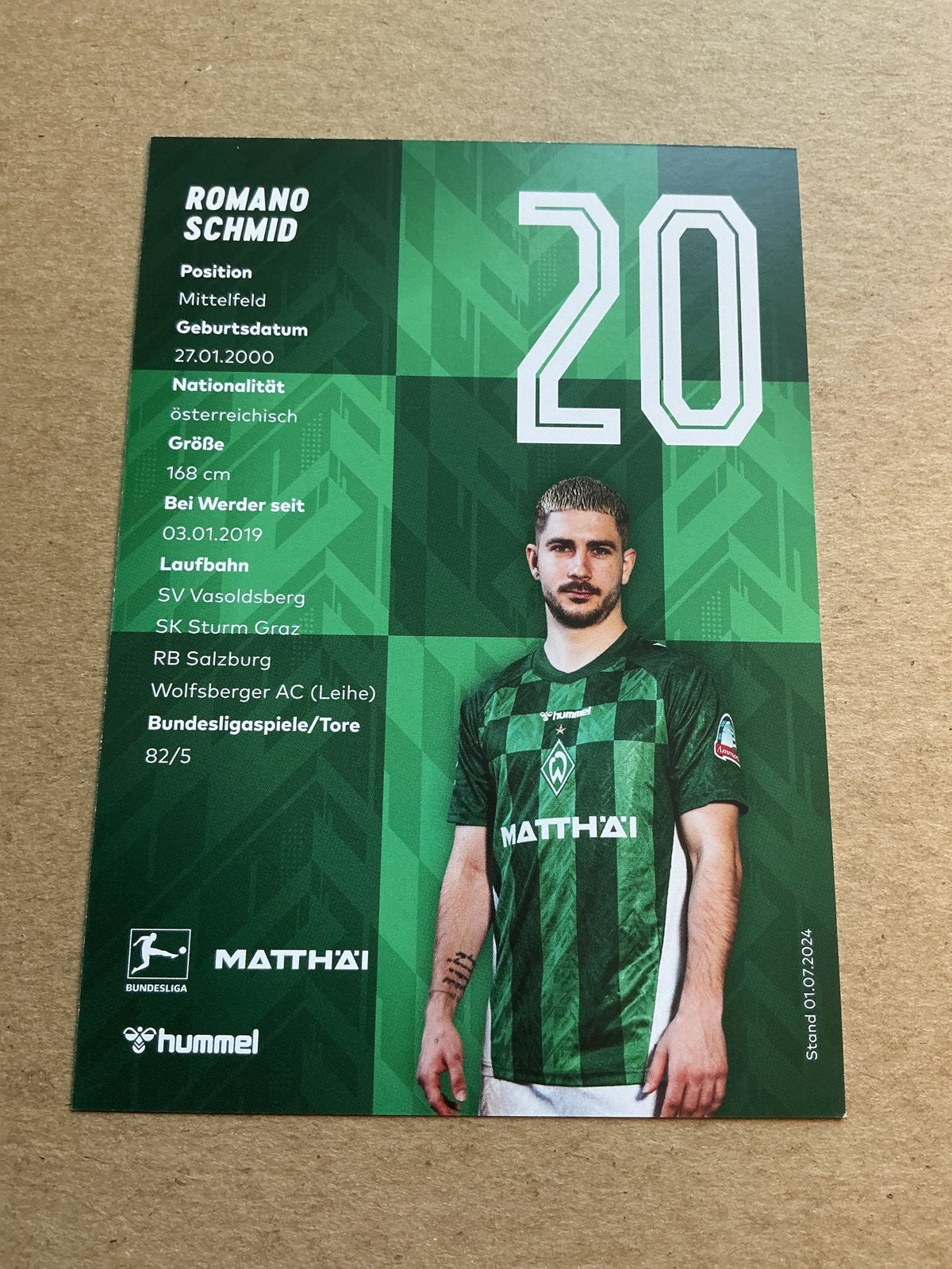 Romano Schmid, Austria 🇦🇹 SV Werder Bremen 2024/25 hand signed - Autographs-World