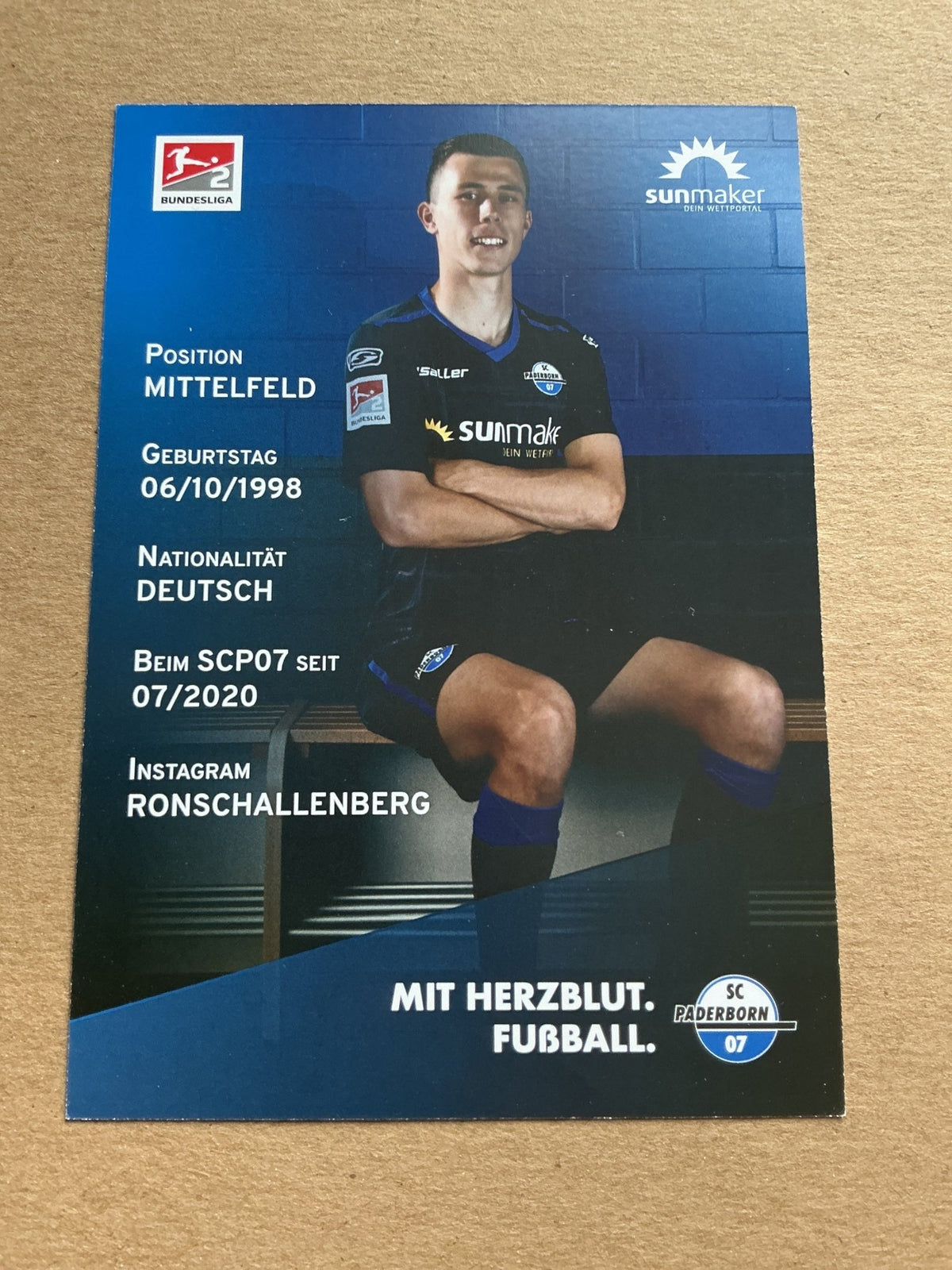 Ron Schallenberg, Germany 🇩🇪 SC Paderborn 07 2020/21 hand signed - Autographs-World