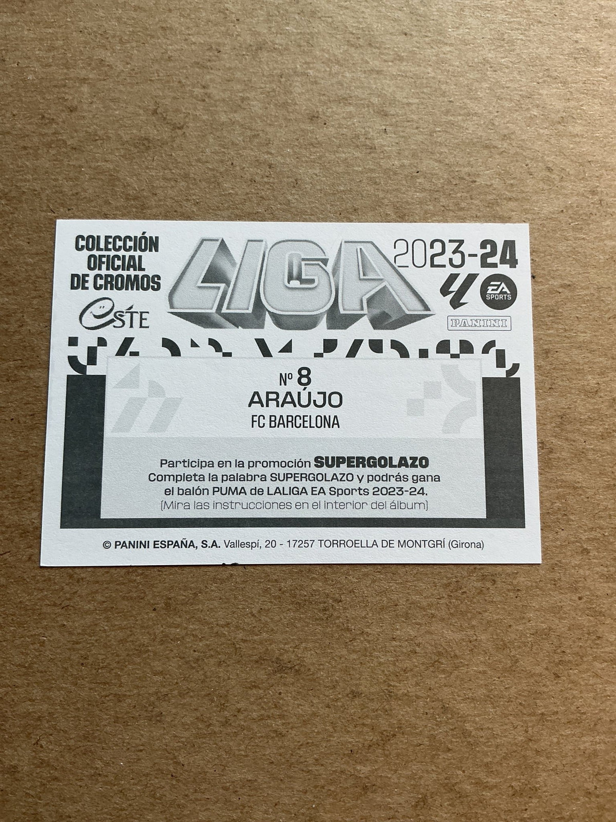 Ronald Araújo, Uruguay 🇺🇾 FC Barcelona 2023/24 Panini hand signed - Autographs-World