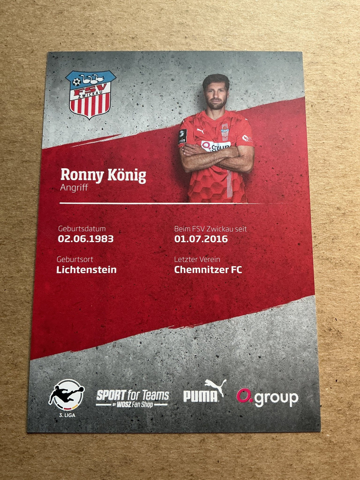 Ronny König, Germany 🇩🇪 FSV Zwickau 2021/22 hand signed - Autographs-World