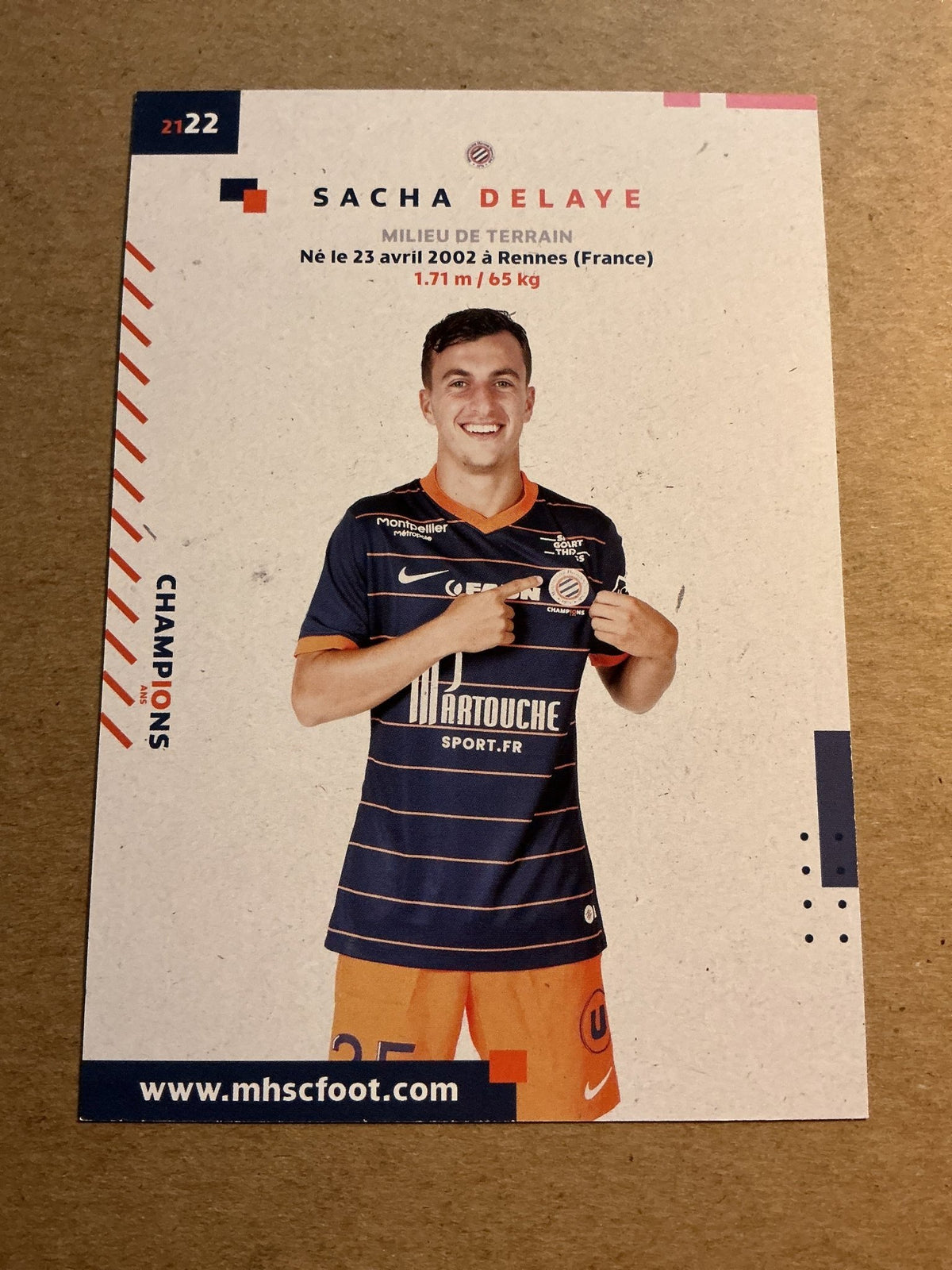 Sacha Delaye, France π«π· Montpellier HSC 2021/22 hand signed - Autographs-World