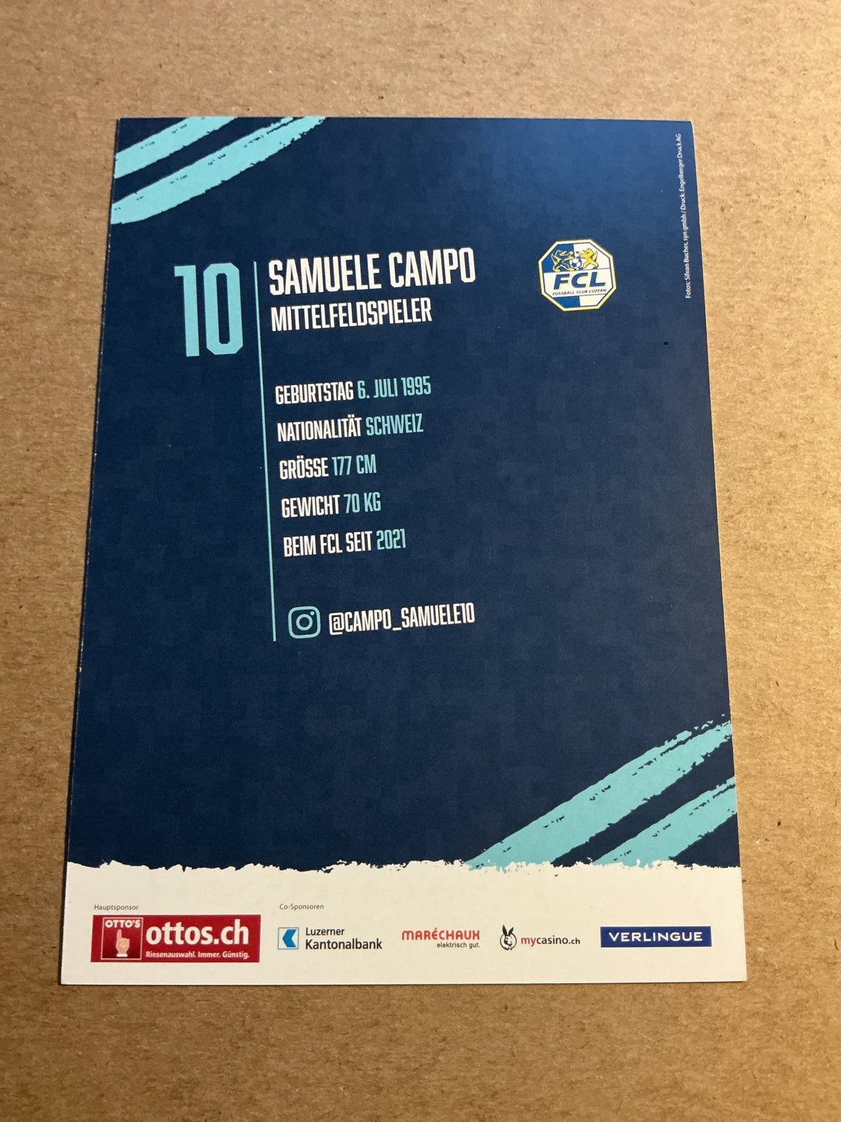 Samuele Campo, Switzerland 🇨🇠FC Luzern 2022/23 hand signed - Autographs-World