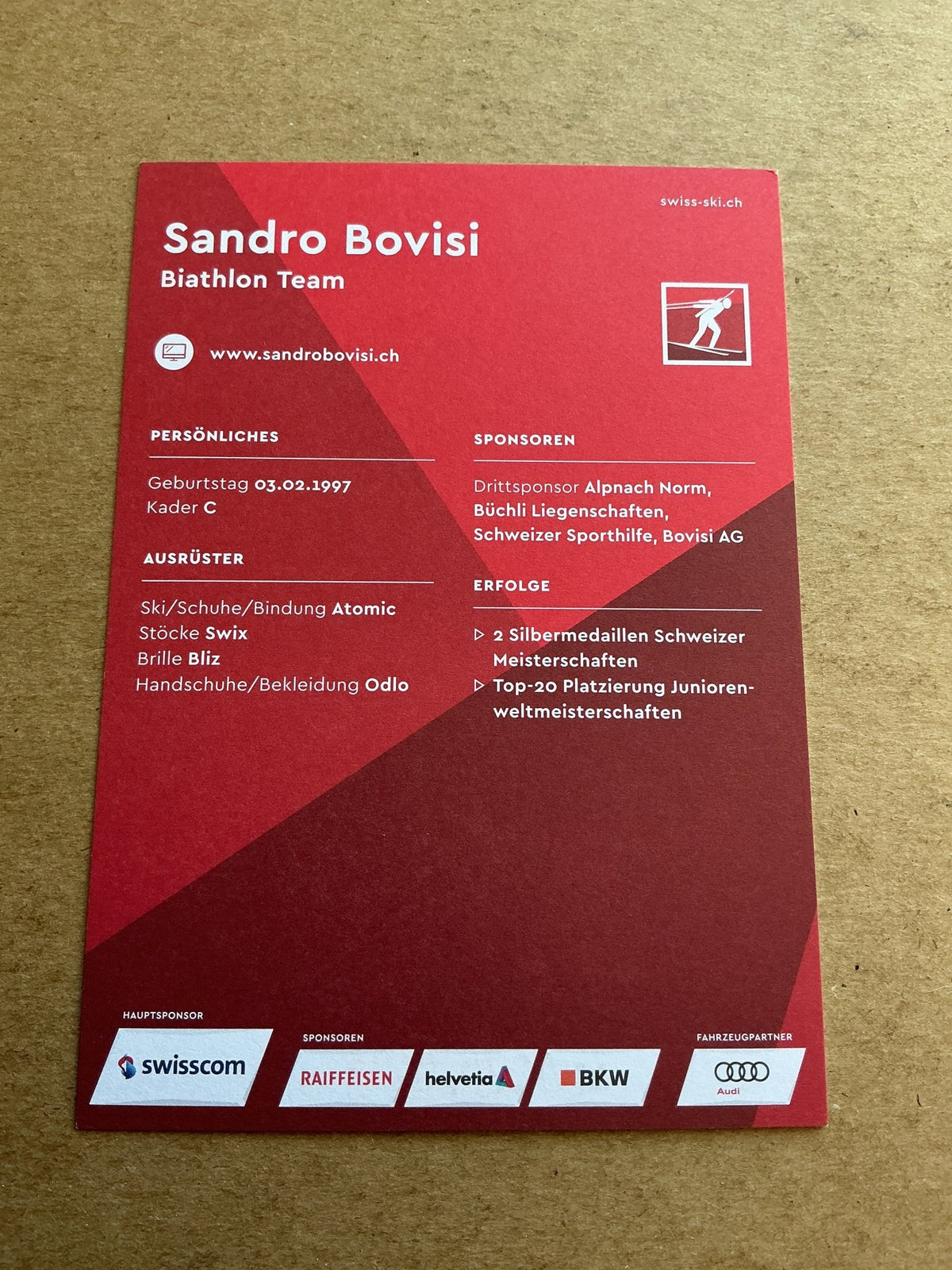 Sandro Bovisi, Switzerland 🇨🇭Biathlon Winter 2023/24 hand signed - Autographs-World