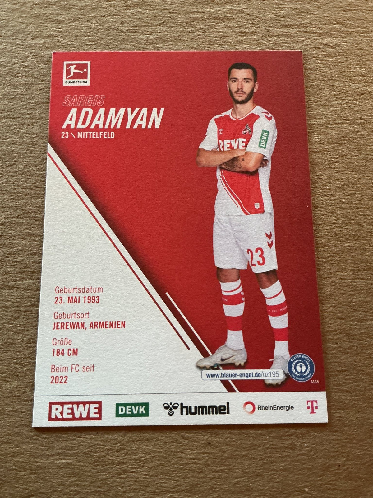 Sargis Adamyan, Armenia 🇦🇲 1.FC Köln 2022/23 hand signed - Autographs-World