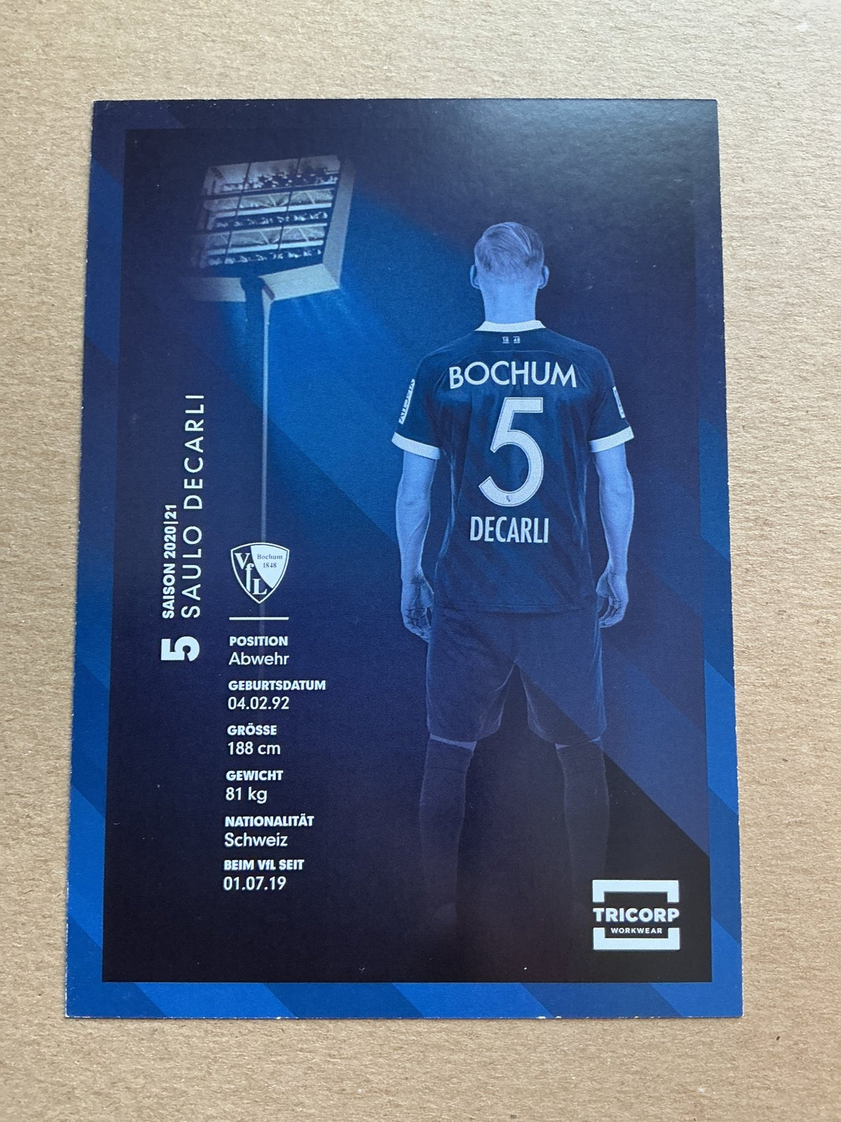 Saulo Decarli, Switzerland 🇨🇠VfL Bochum 2020/21 hand signed - Autographs-World