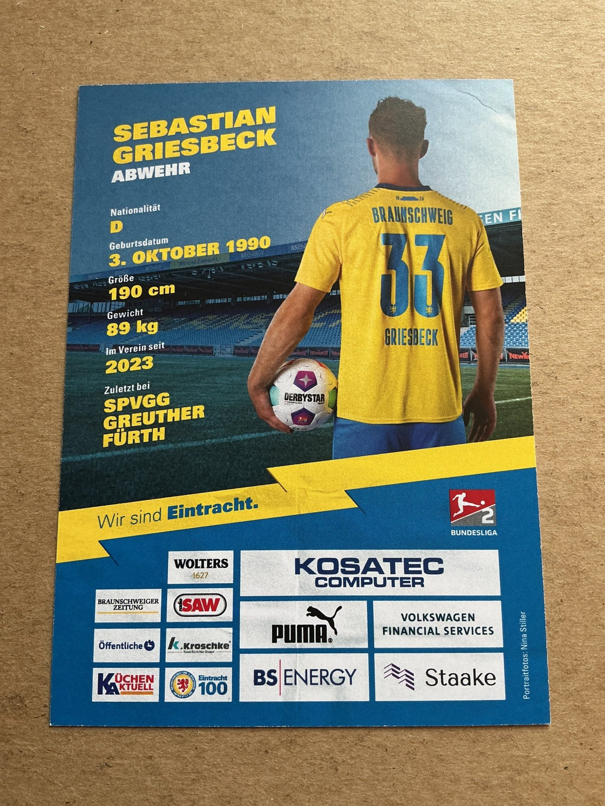 Sebastian Griesbeck, Germany 🇩🇪 Eintracht Braunschweig 2023/24 hand signed - Autographs-World