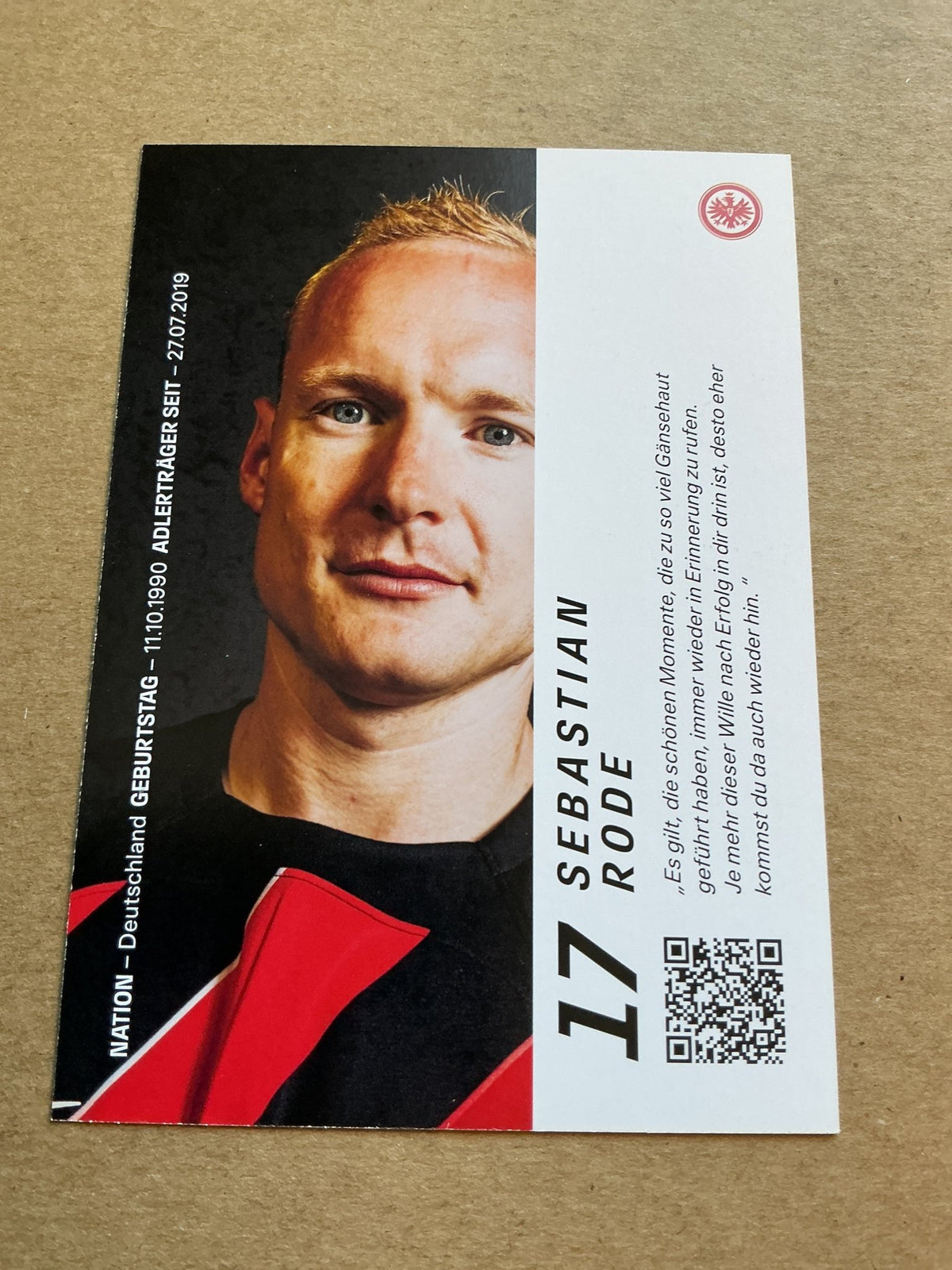 Sebastian Rode, Germany 🇩🇪 Eintracht Frankfurt 2023/24 hand signed - Autographs-World