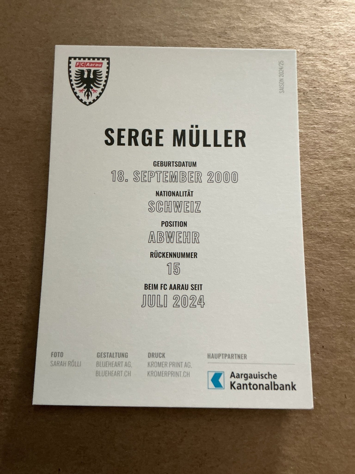 Serge Müller, Switzerland 🇨🇭 FC Aarau 2024/25 hand signed - Autographs-World