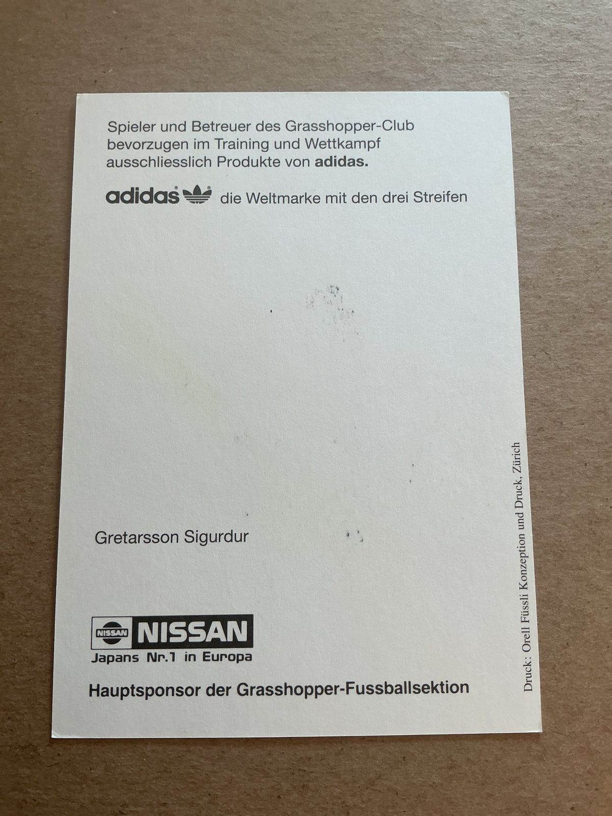 Sigurdur Gretarsson, Iceland 🇮🇸 Grasshoppers Zürich 1991/92 hand signed - Autographs-World
