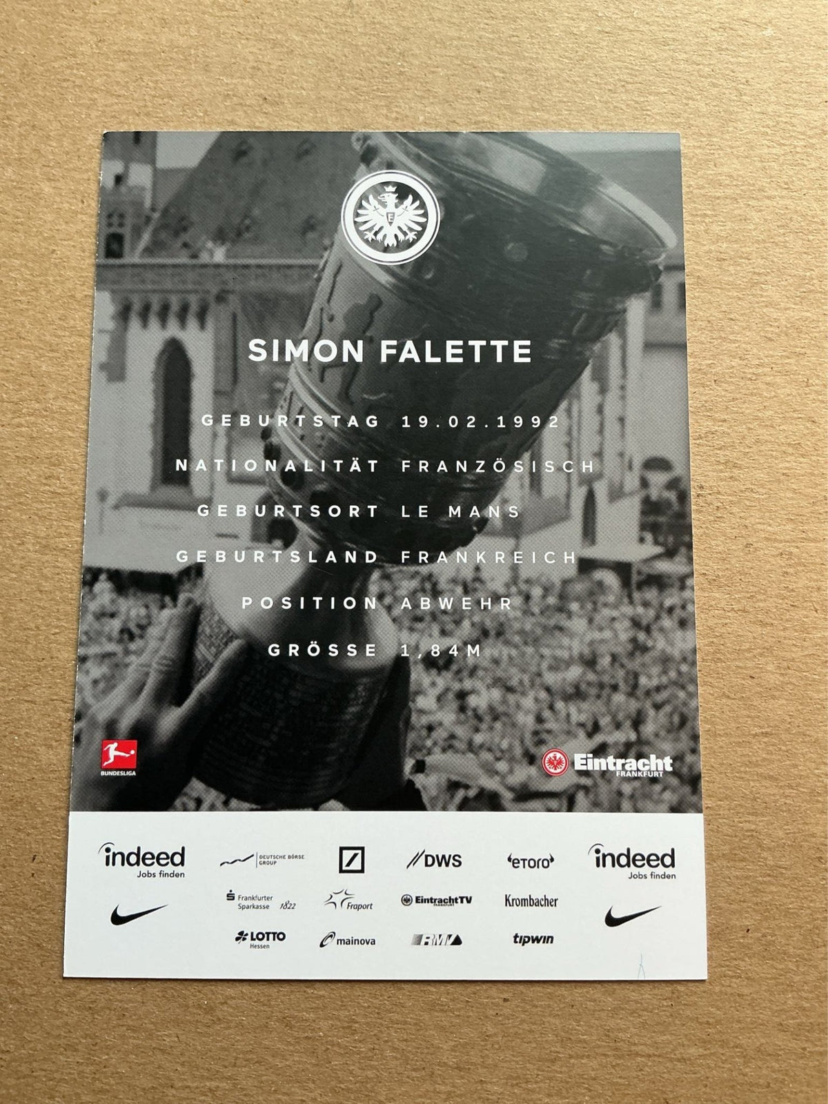 Simon Falette, France 🇫🇷 Eintracht Frankfurt 2018/19 hand signed - Autographs-World