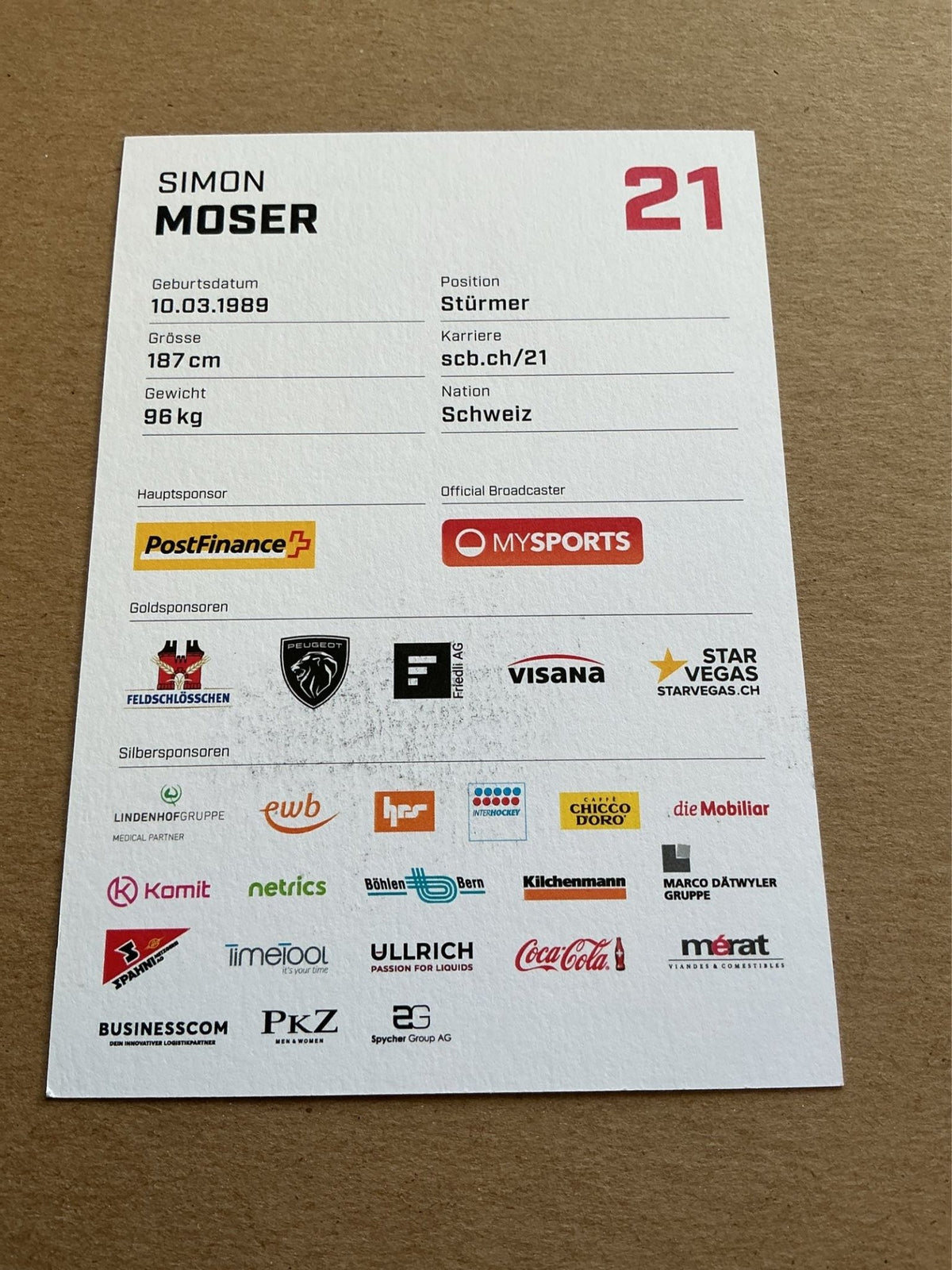 Simon Moser, Switzerland 🇨🇠SC Bern 2023/24 hand signed - Autographs-World