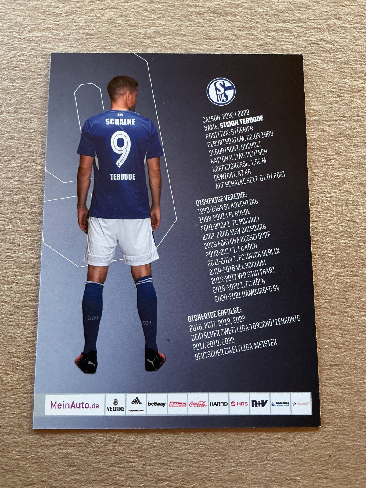 Simon Terodde, Germany 🇩🇪 FC Schalke 04 2022/23 hand signed - Autographs-World
