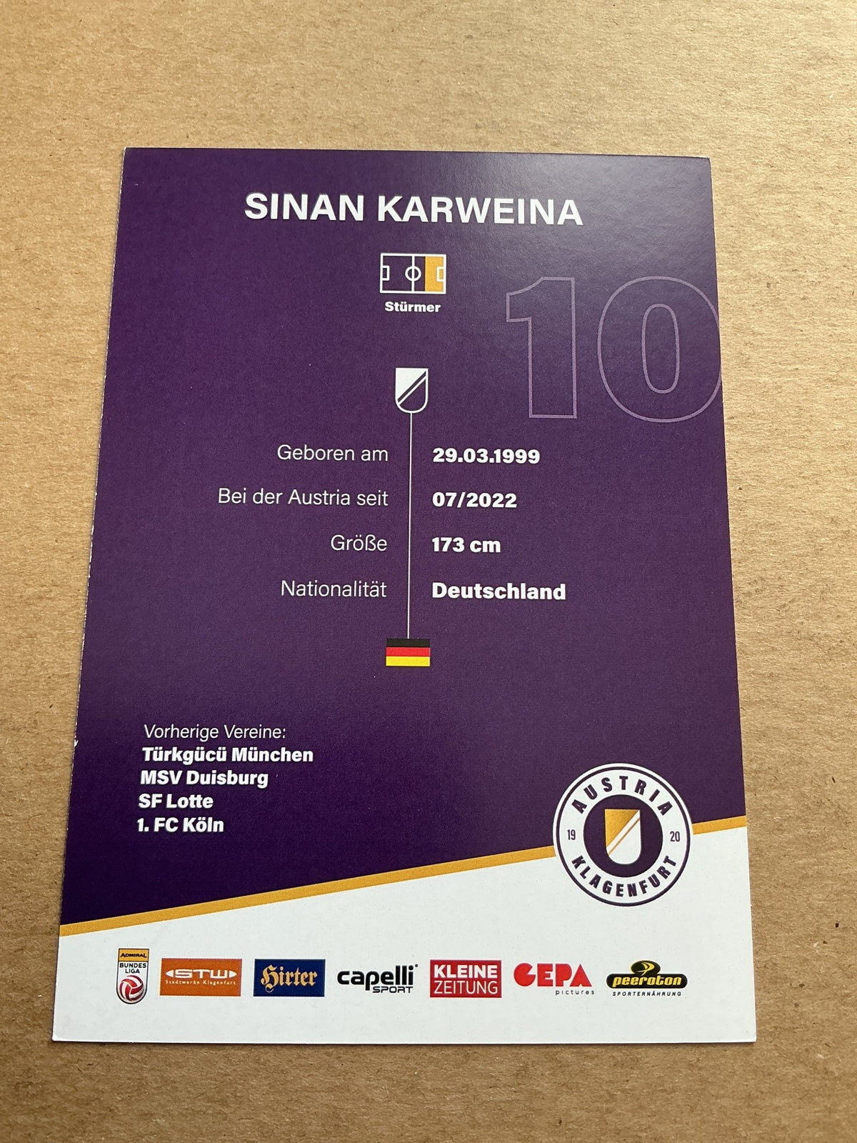 Sinan Karweina, Germany 🇩🇪 Austria Klagenfurt 2023/24 hand signed - Autographs-World