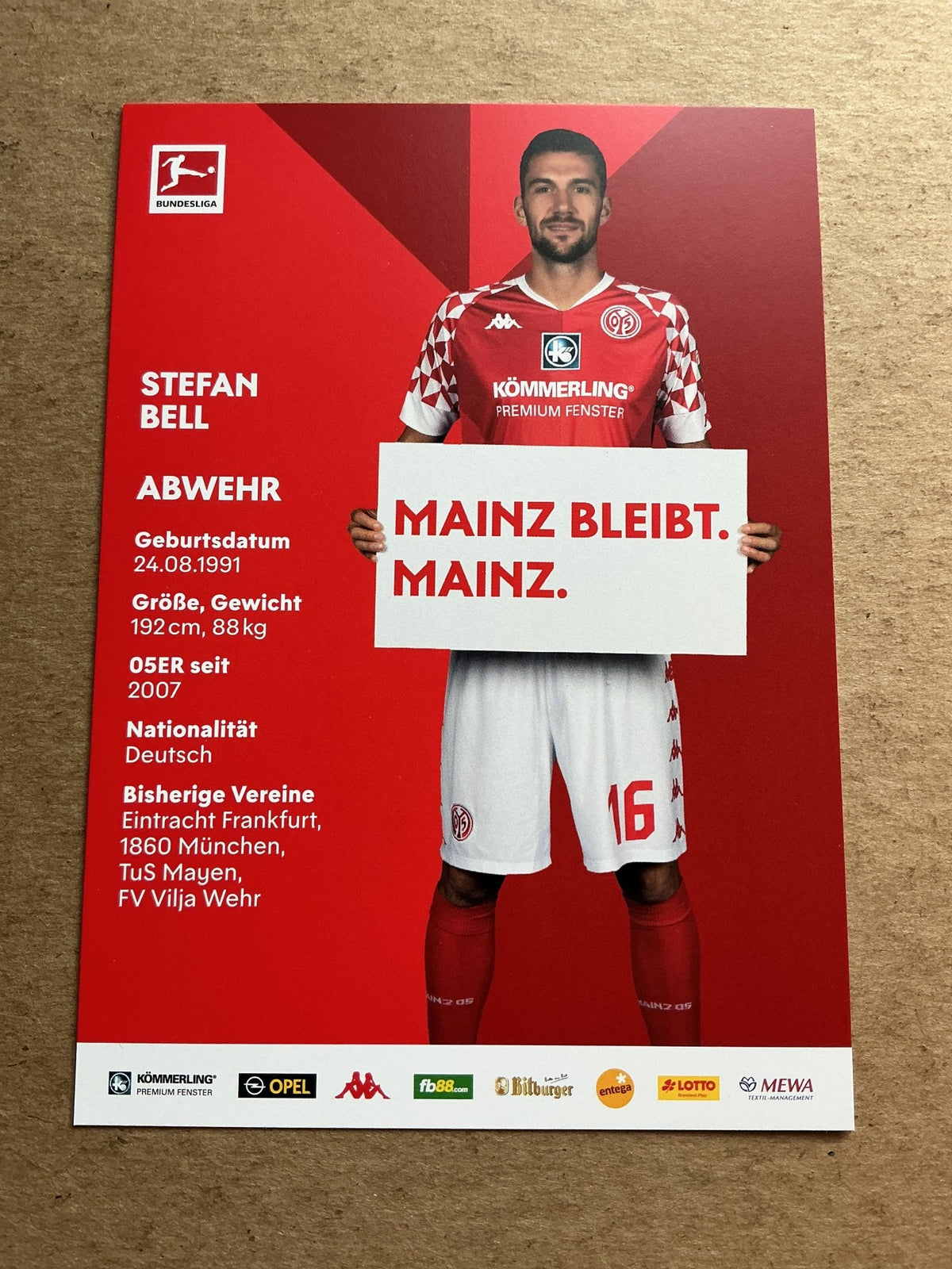 Stefan Bell, Germany 🇩🇪 FSV Mainz 05 2020/21 hand signed - Autographs-World