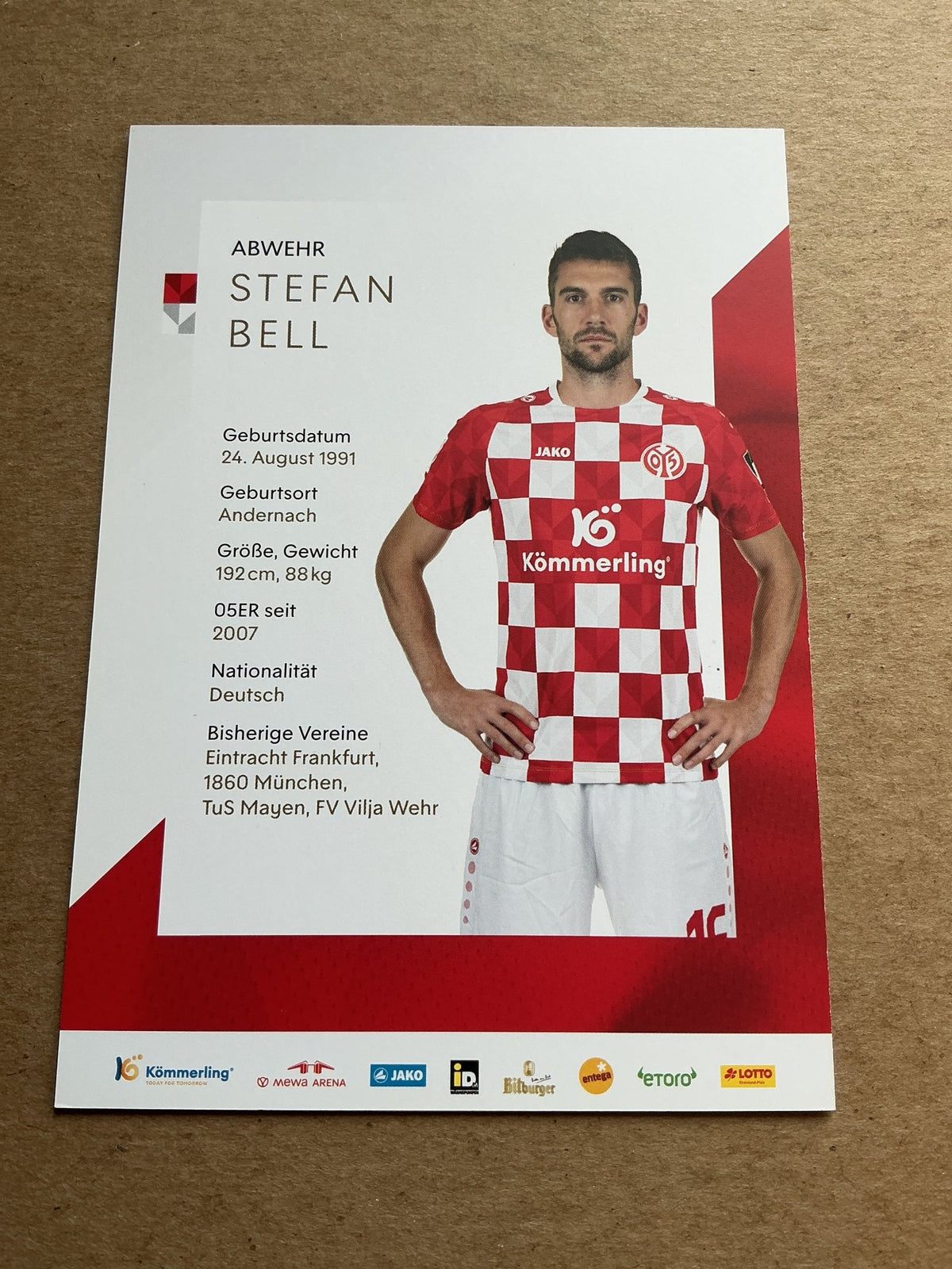 Stefan Bell, Germany 🇩🇪 FSV Mainz 05 2023/24 hand signed - Autographs-World