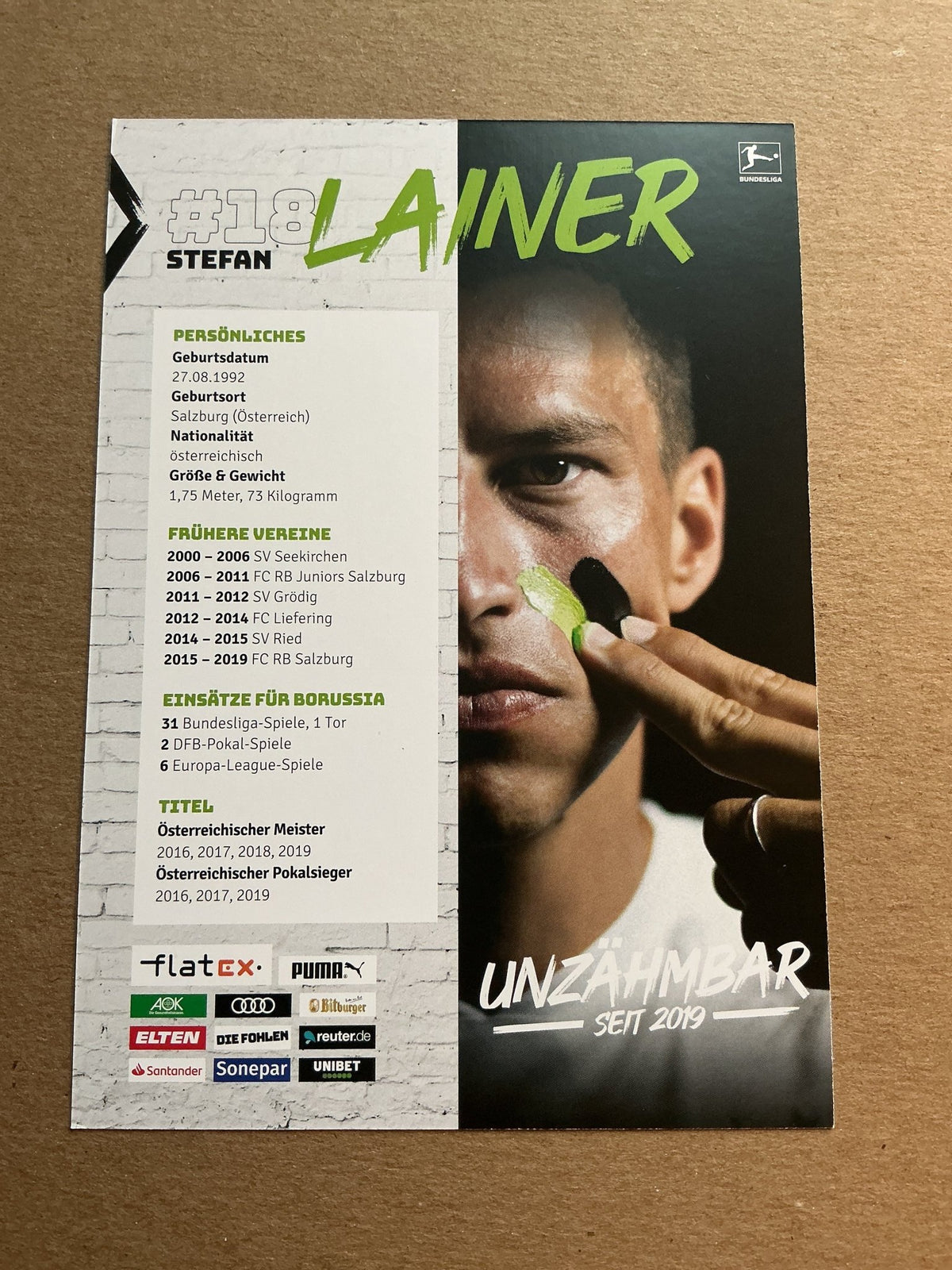 Stefan Lainer, Austria 🇦🇹 Borussia Mönchengladbach 2020/21 hand signed - Autographs-World