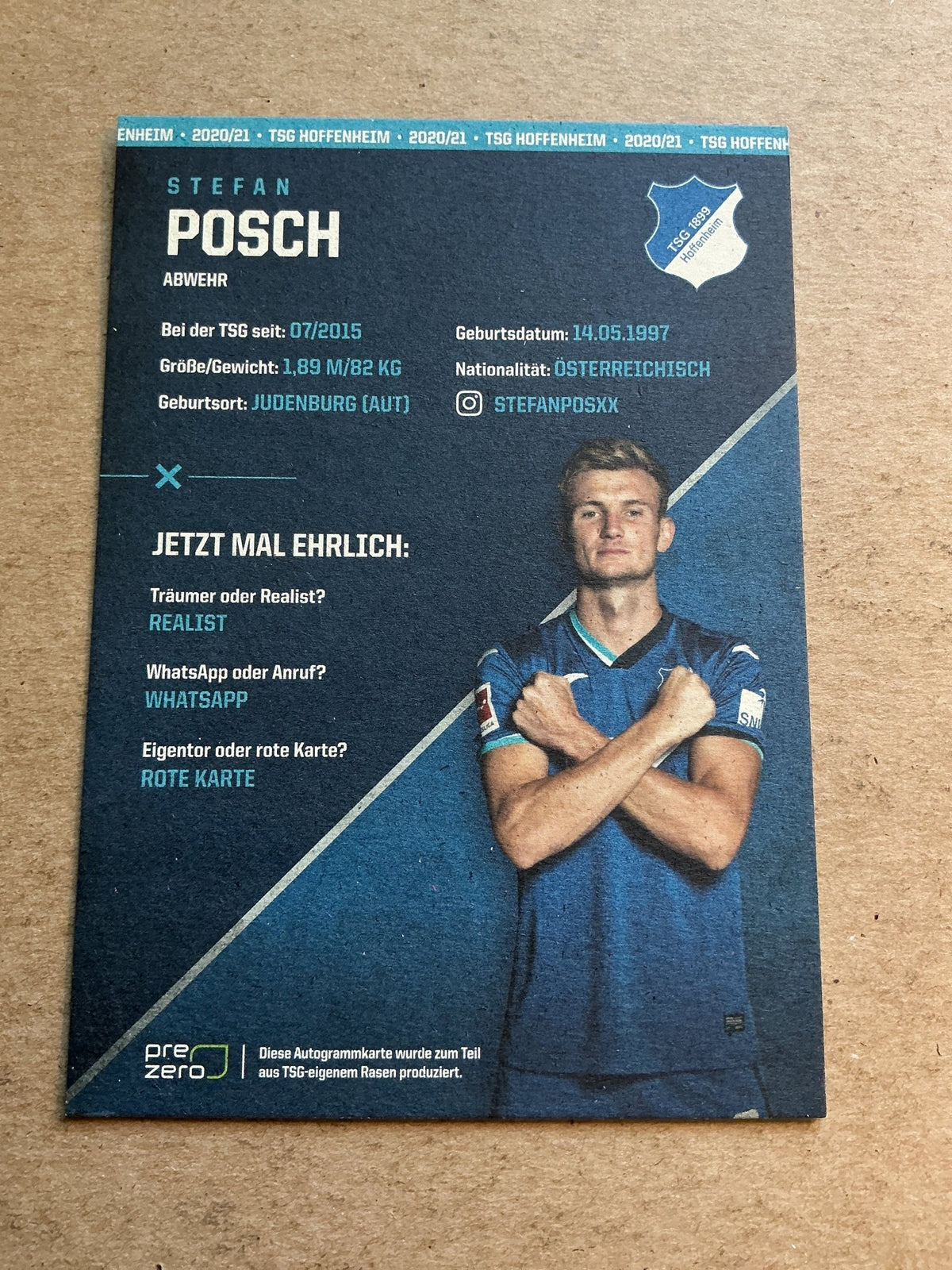 Stefan Posch, Austria 🇦🇹 TSG 1899 Hoffenheim 2020/21 hand signed - Autographs-World