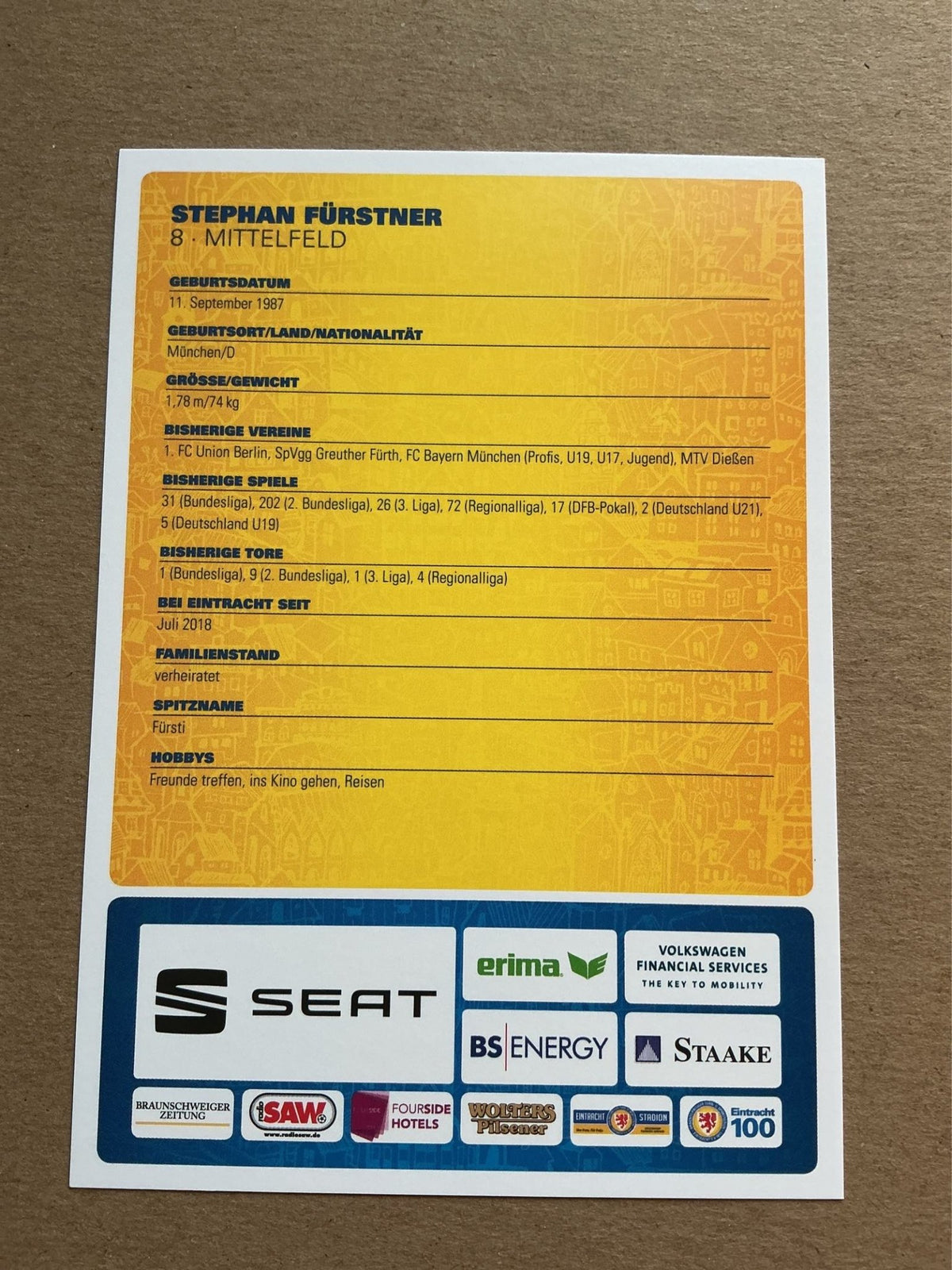 Stephan Fürstner, Germany 🇩🇪 Eintracht Braunschweig 2018/19 hand signed - Autographs-World