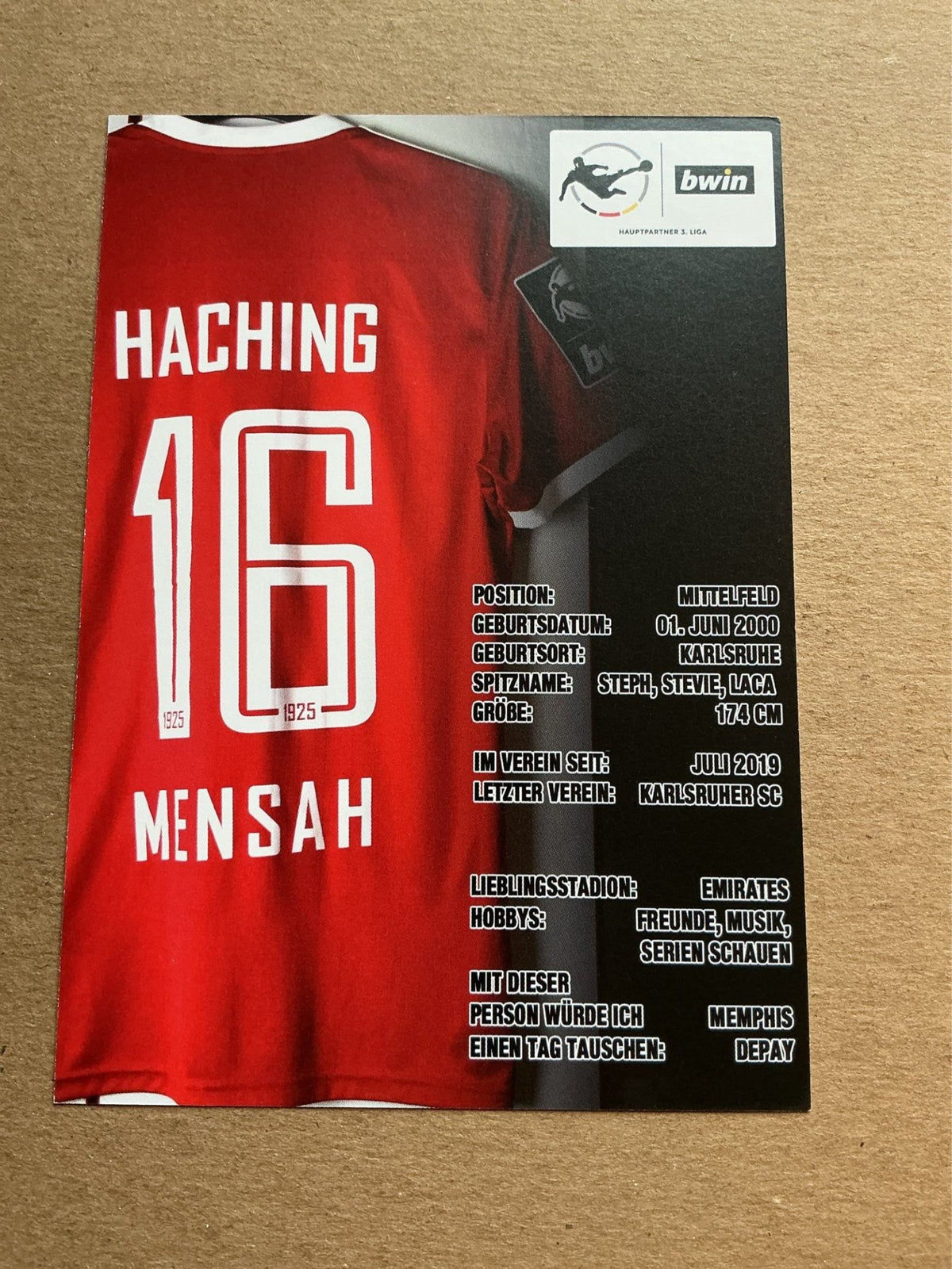 Stephan Mensah, Germany 🇩🇪 SpVgg Unterhaching 2019/20 hand signed - Autographs-World
