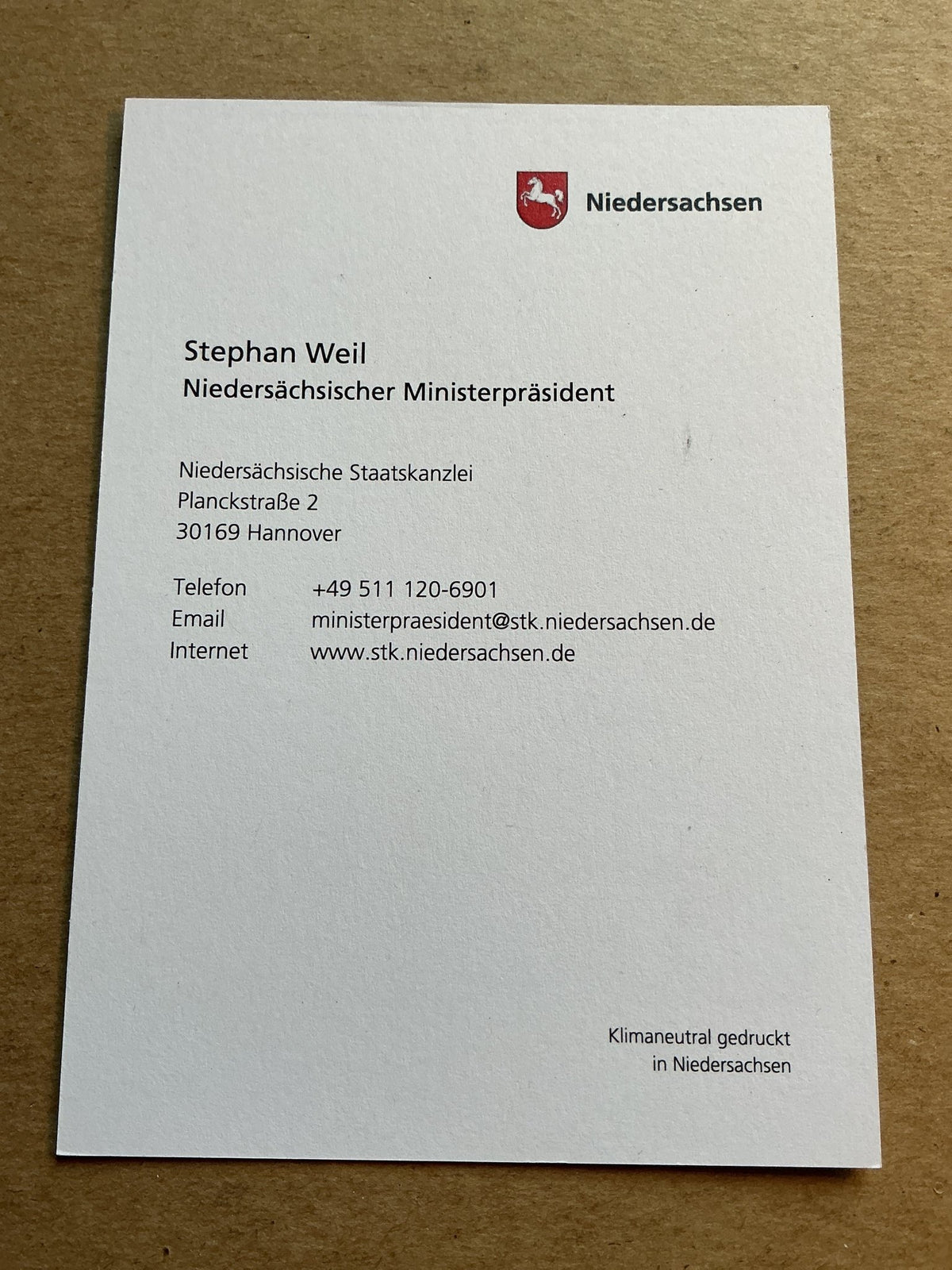 Stephan Weil, Germany 🇩🇪 Minister-President of Lower Saxony 2024 hand signed - Autographs-World