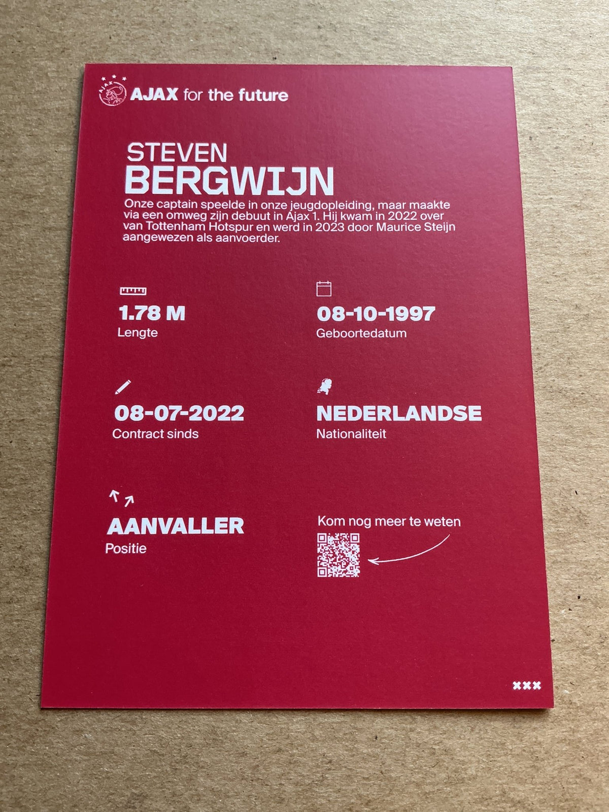 Steven Bergwijn, Netherlands 🇳🇱 Ajax Amsterdam 2023/24 hand signed - Autographs-World