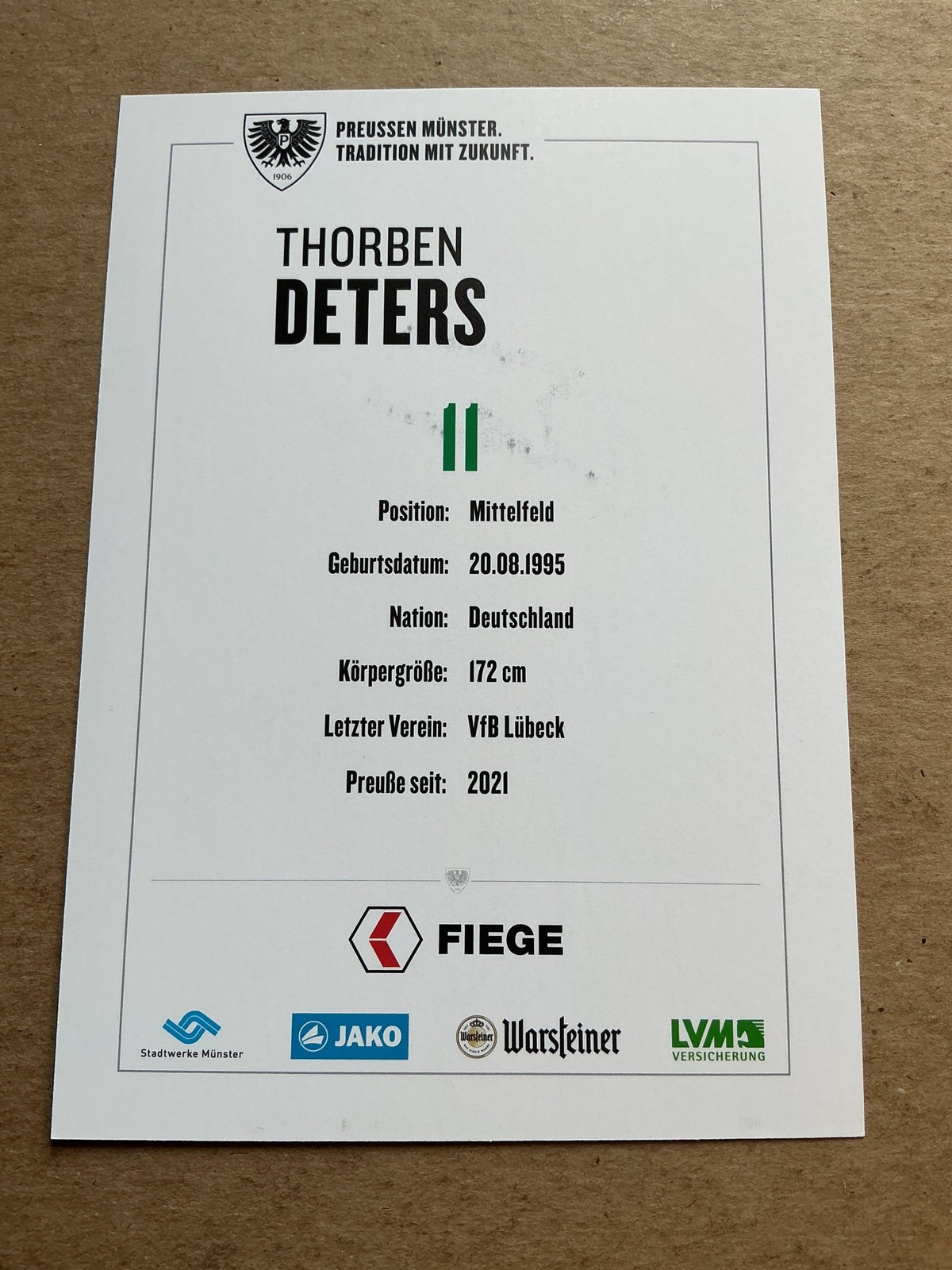 Thorben Deters, Germany 🇩🇪 Preussen Münster 2021/22 hand signed - Autographs-World