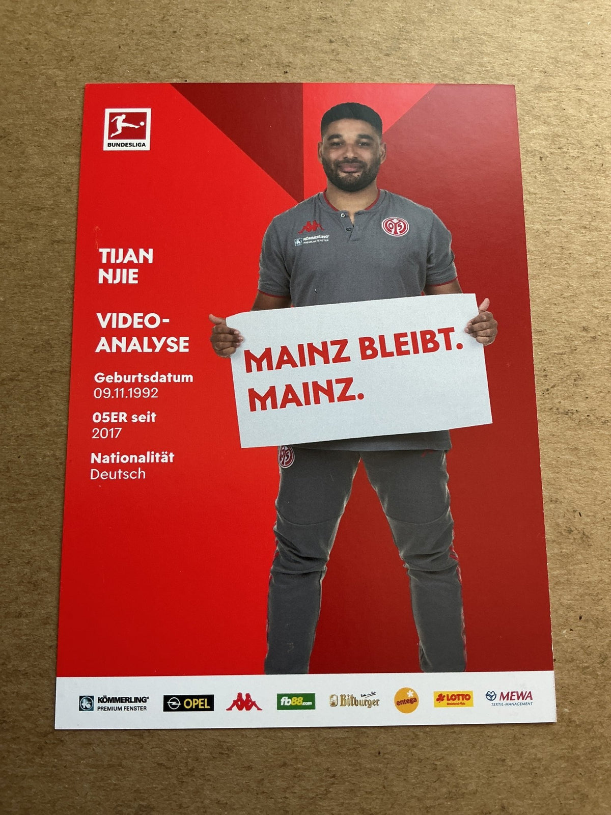 Tijan Njie, Germany 🇩🇪 FSV Mainz 05 2020/21 hand signed - Autographs-World