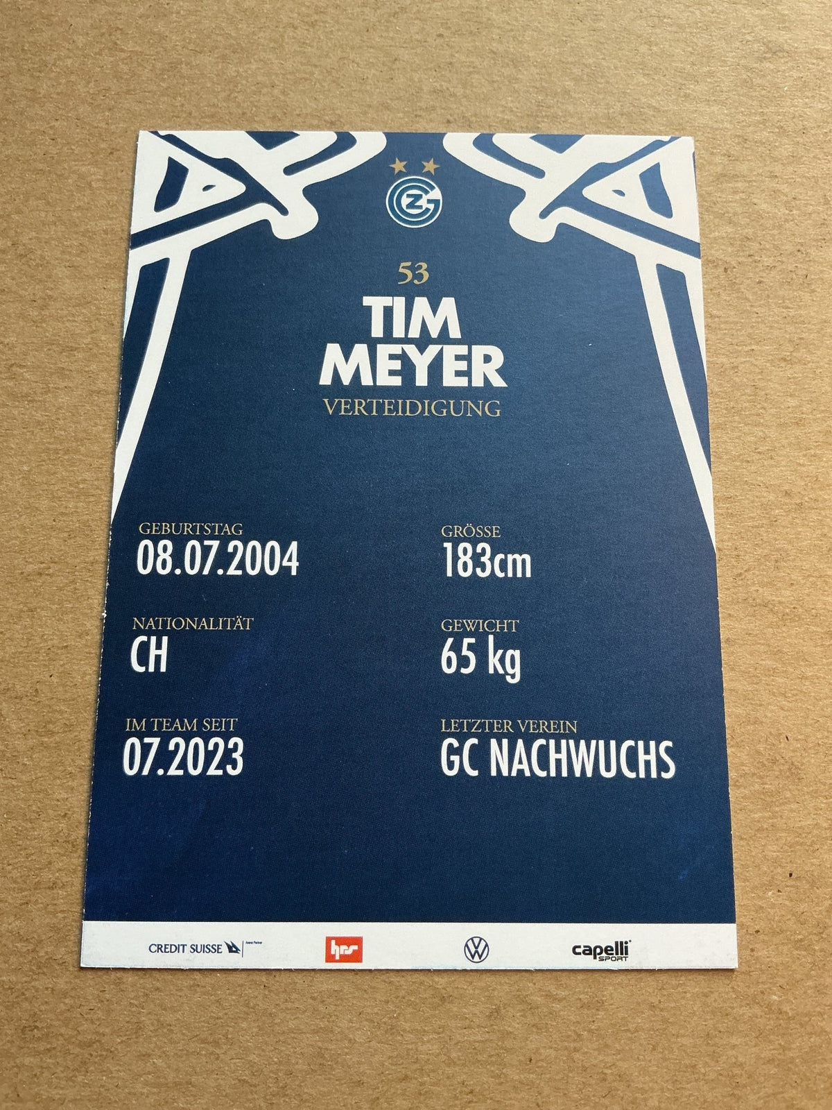 Tim Meyer, Switzerland 🇨🇭 Grasshopper Club Zürich 2023/24 hand signed - Autographs-World