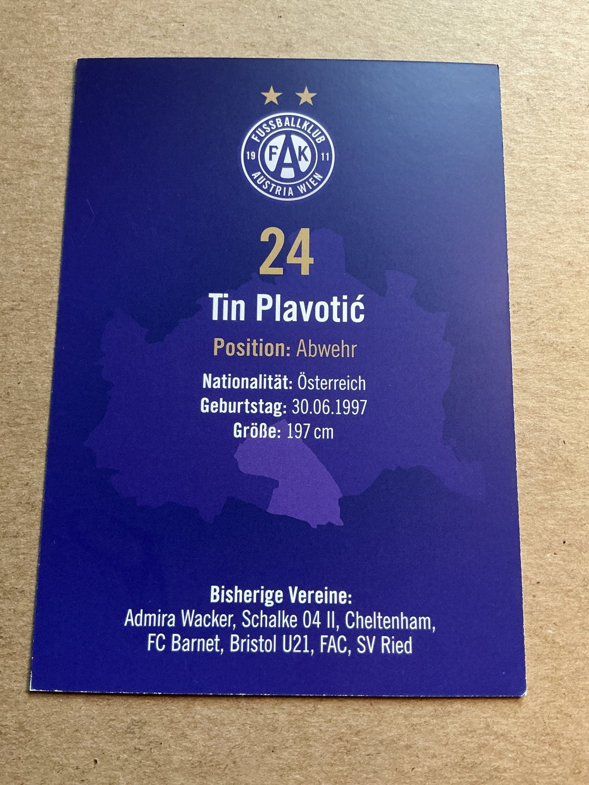 Tin Plavotic, Austria 🇦🇹 Austria Wien 2024/25 hand signed - Autographs-World