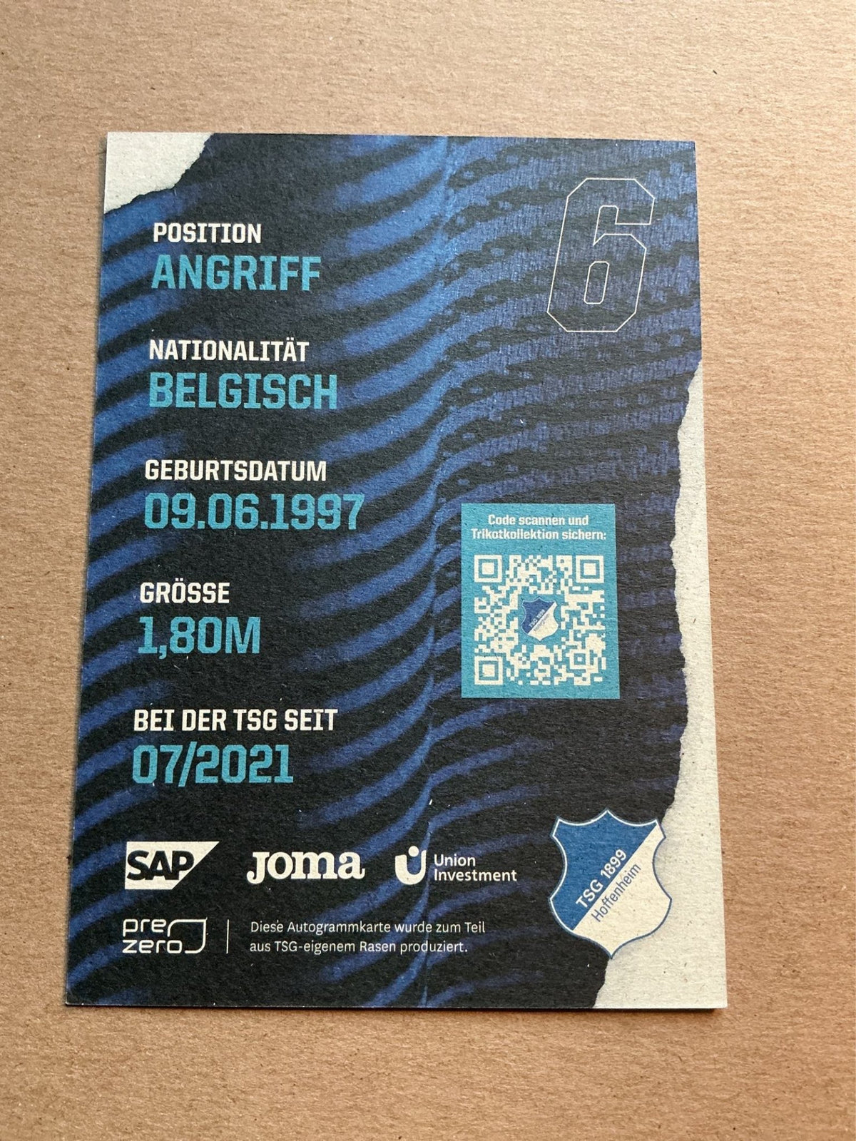 Tine De Caigny, Belgium 🇧🇪 TSG 1899 Hoffenheim 2021/22 hand signed - Autographs-World