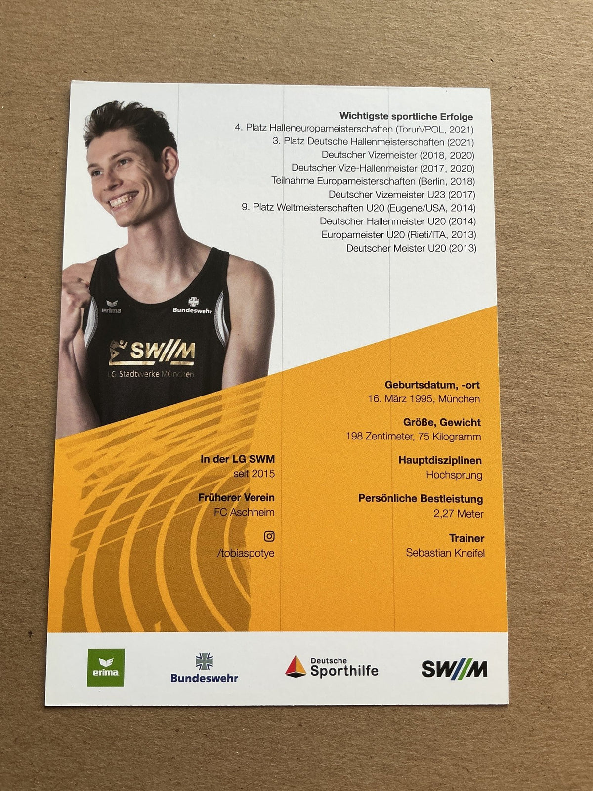 Tobias Potye, Germany 🇩🇪 Athletics Summer Olympics 2024 hand signed - Autographs-World