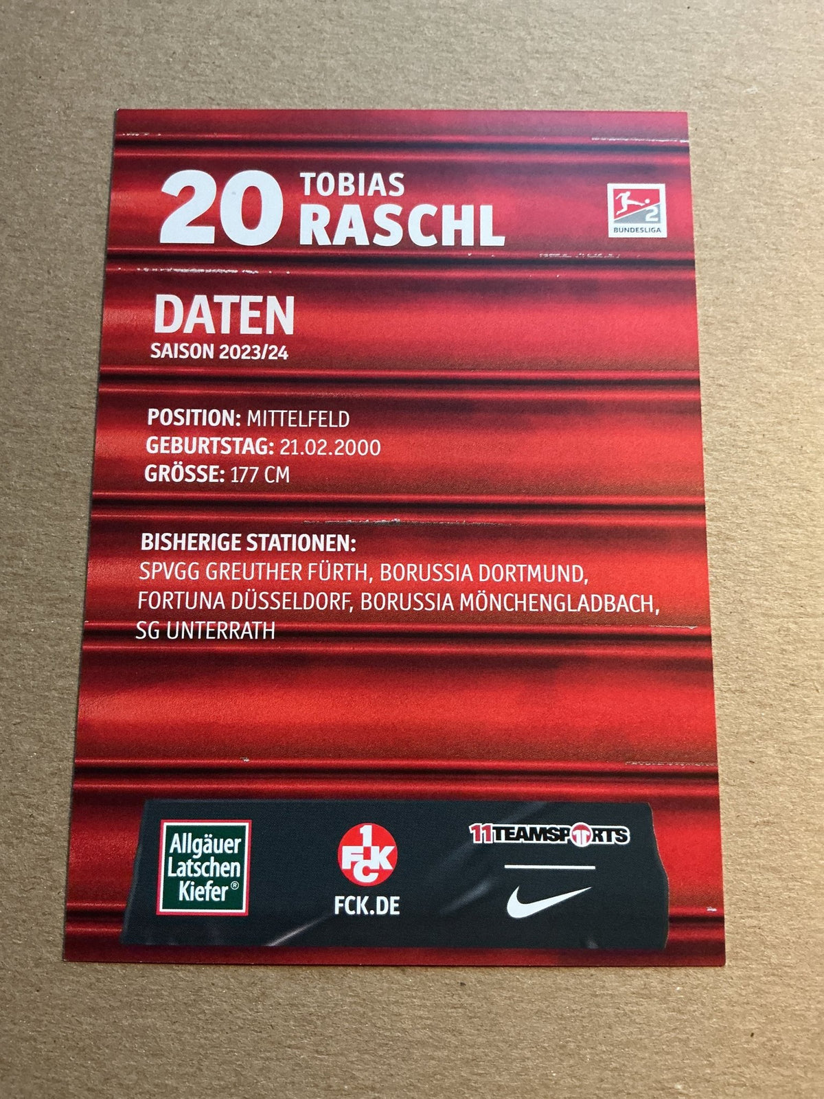Tobias Raschl, Germany 🇩🇪 1.FC Kaiserslautern 2023/24 hand signed - Autographs-World