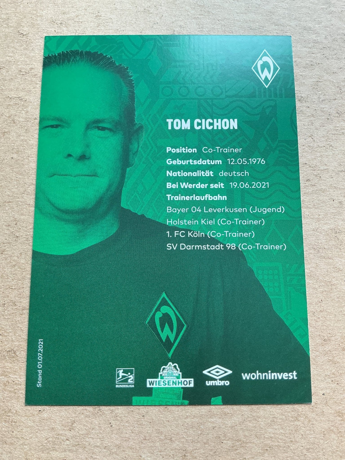 Tom Cichon, Germany 🇩🇪 SV Werder Bremen 2021/22 hand signed - Autographs-World