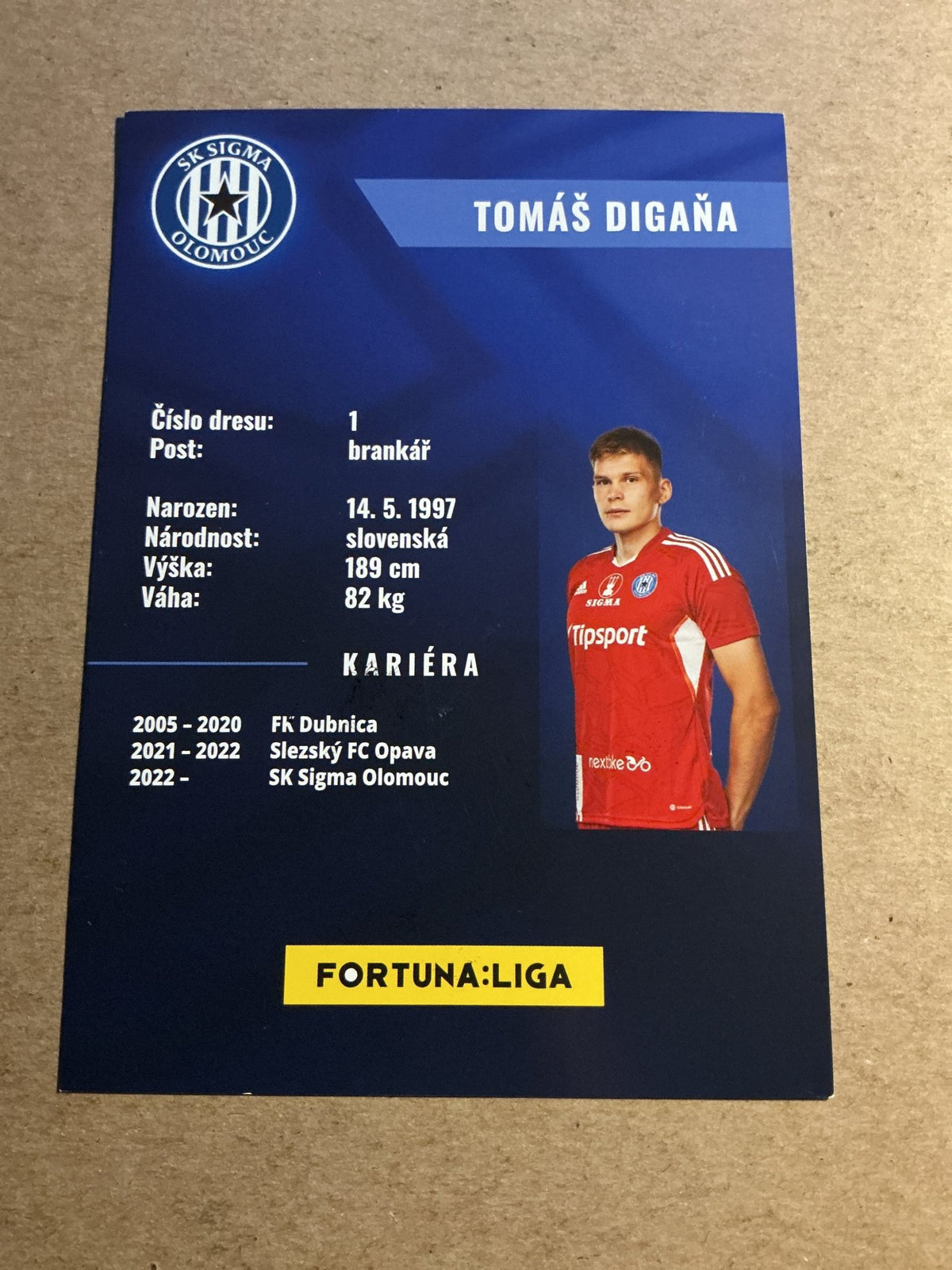 Tomáš Digaňa, Slovakia 🇸🇰 SK Sigma Olomouc 2022/23 hand signed - Autographs-World