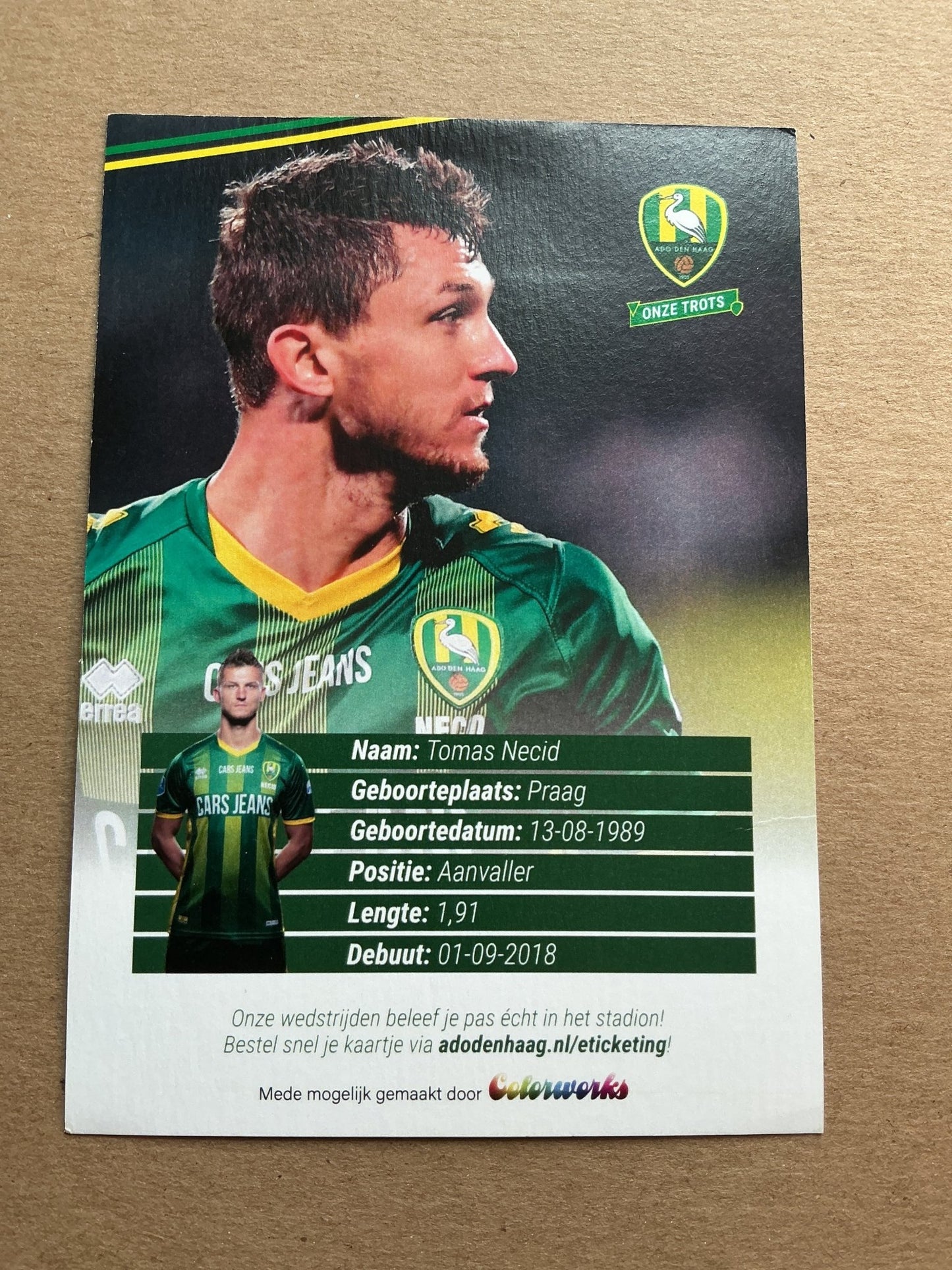 Tomáš Necid, Czech Republic 🇨🇿 ADO Den Haag 2019/20 hand signed - Autographs-World