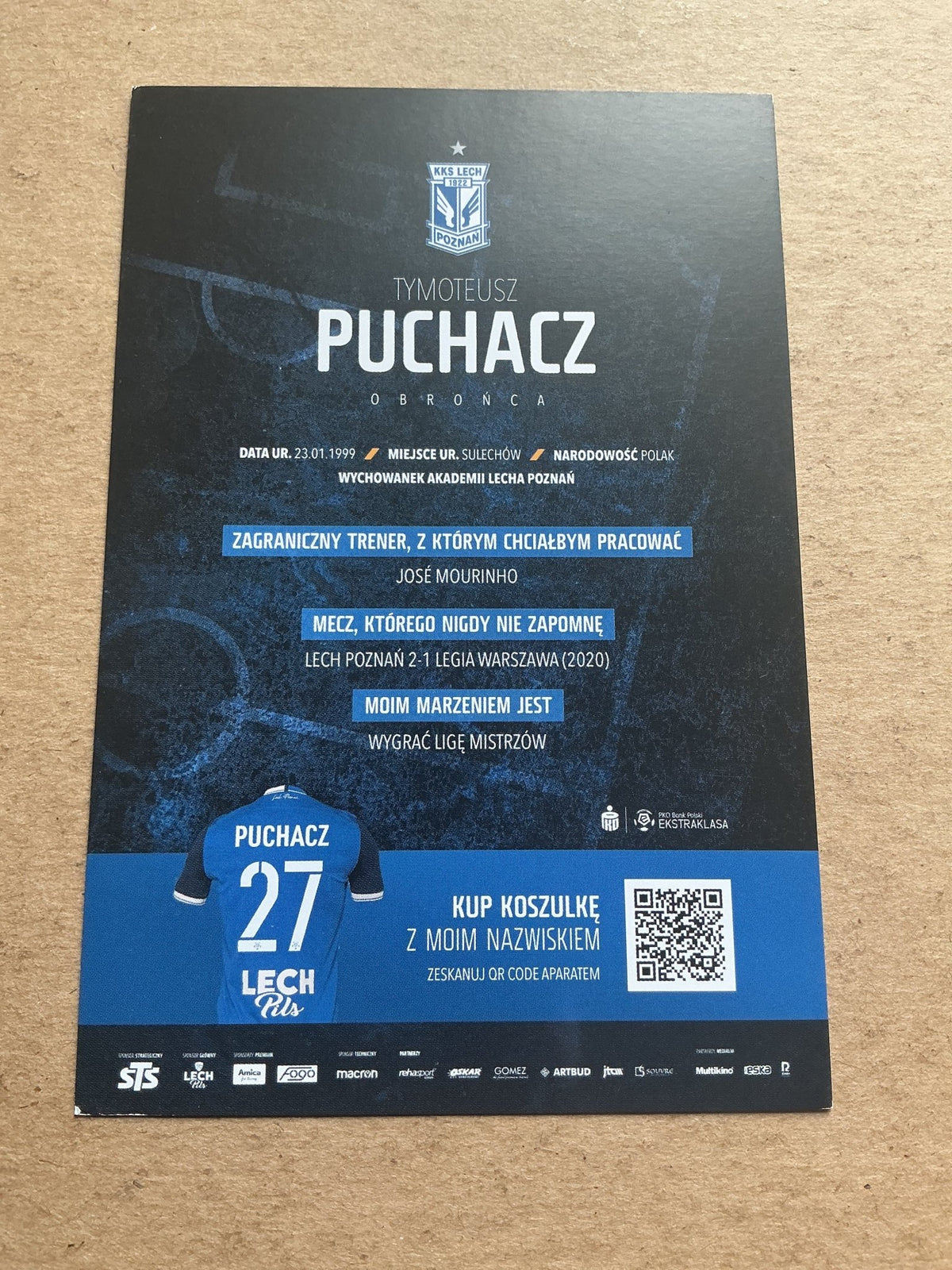 Tymoteusz Puchacz, Poland 🇵🇱 Lech Poznań 2020/21 hand signed - Autographs-World