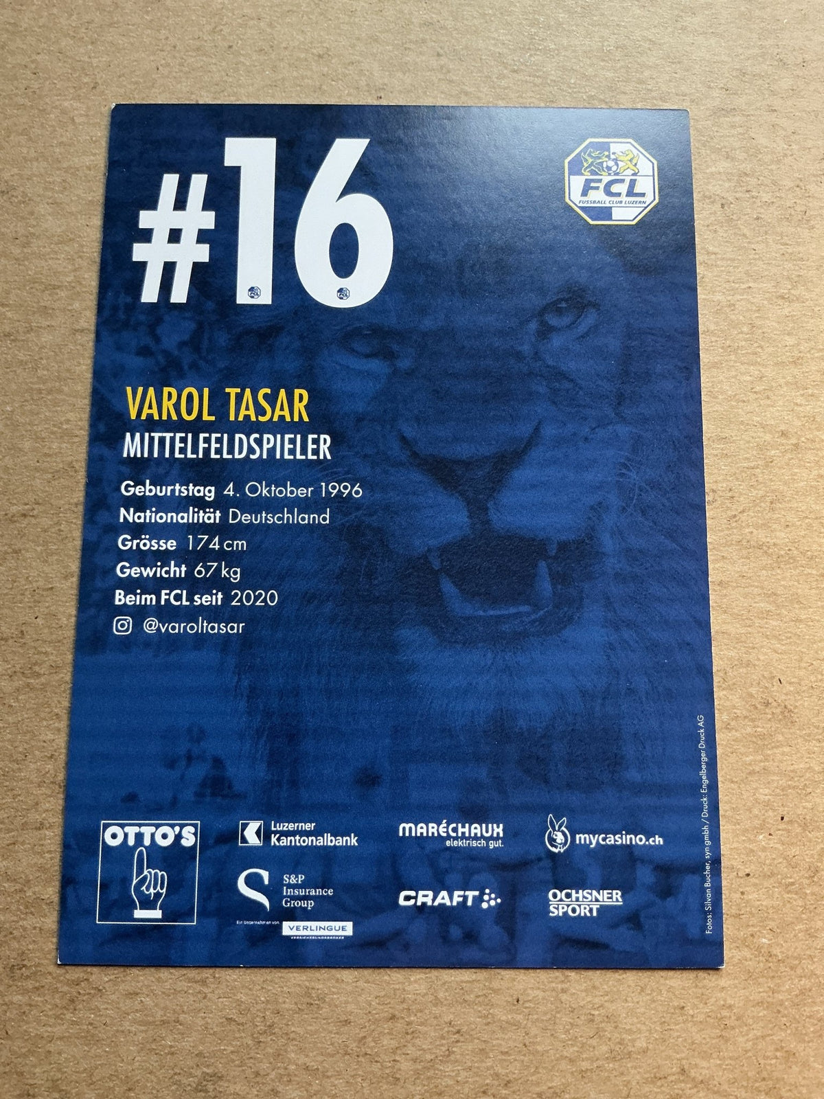 Varol Tasar, Germany 🇩🇪 FC Luzern 2020/21 hand signed - Autographs-World