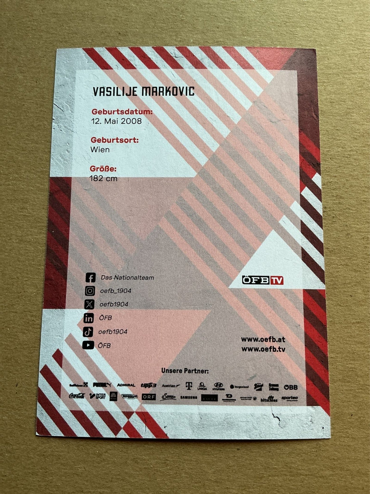 Vasilije Markovic, Austria 🇦🇹 FIFA World Cup 2026 hand signed - Autographs-World