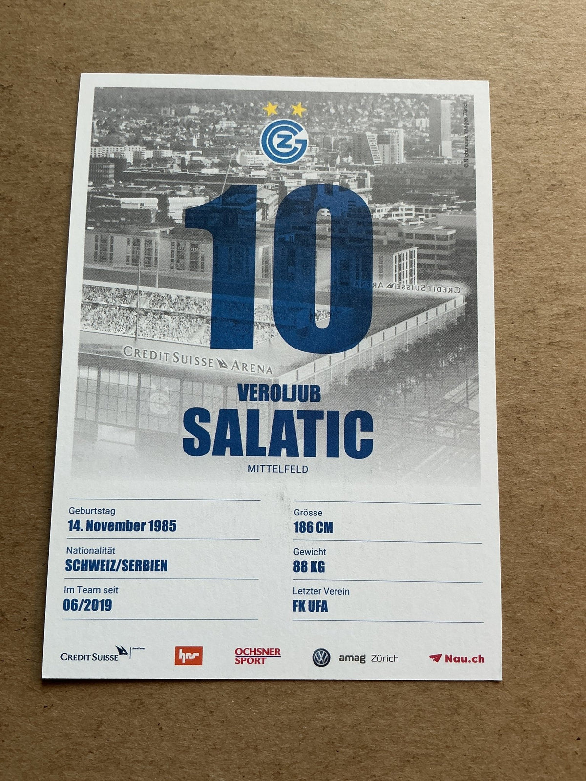 Veroljub Salatic, Serbia 🇷🇸 Grasshopper Zürich 2019/20 hand signed - Autographs-World