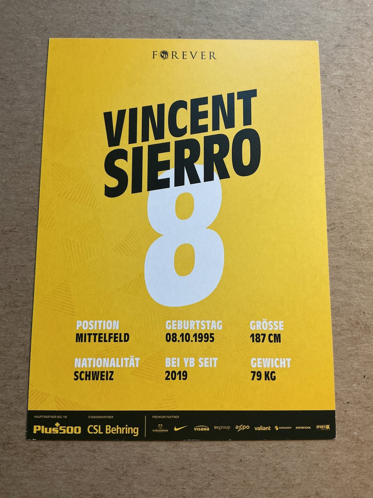 Vincent Sierro, Switzerland π¨π BSC Young Boys 2020/21 hand signed - Autographs-World
