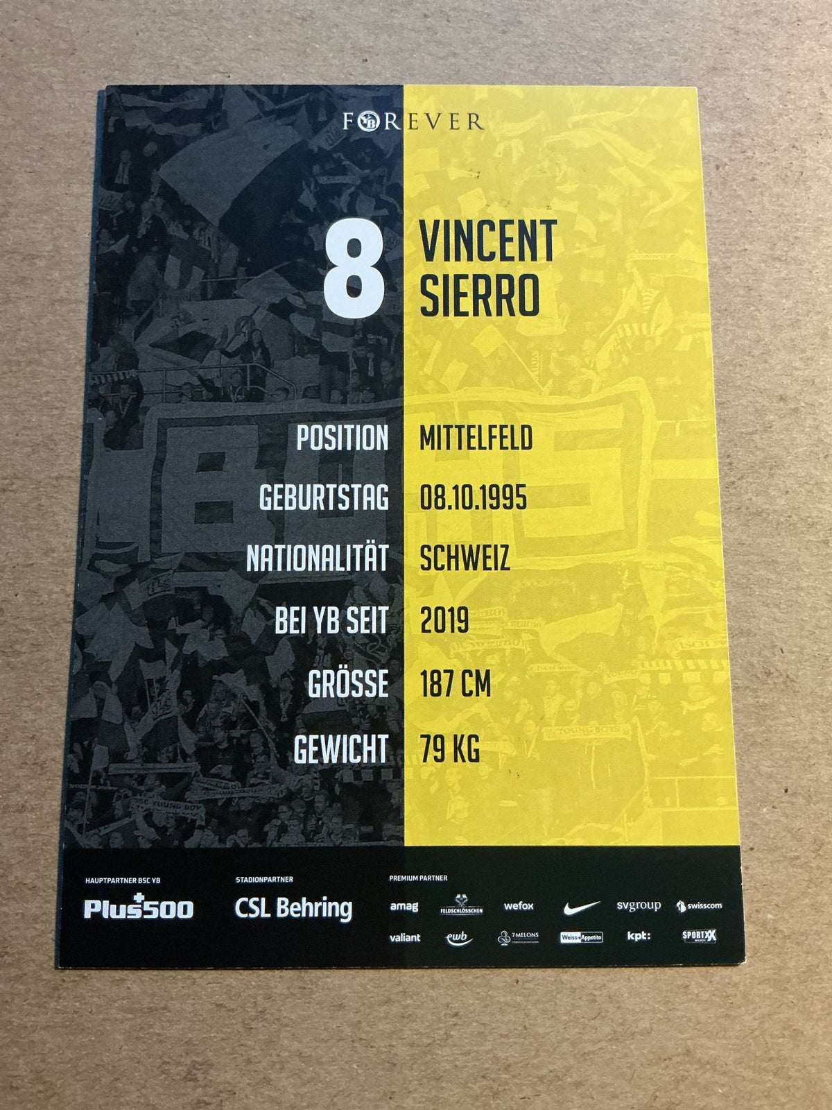 Vincent Sierro, Switzerland π¨π BSC Young Boys 2021/22 hand signed - Autographs-World